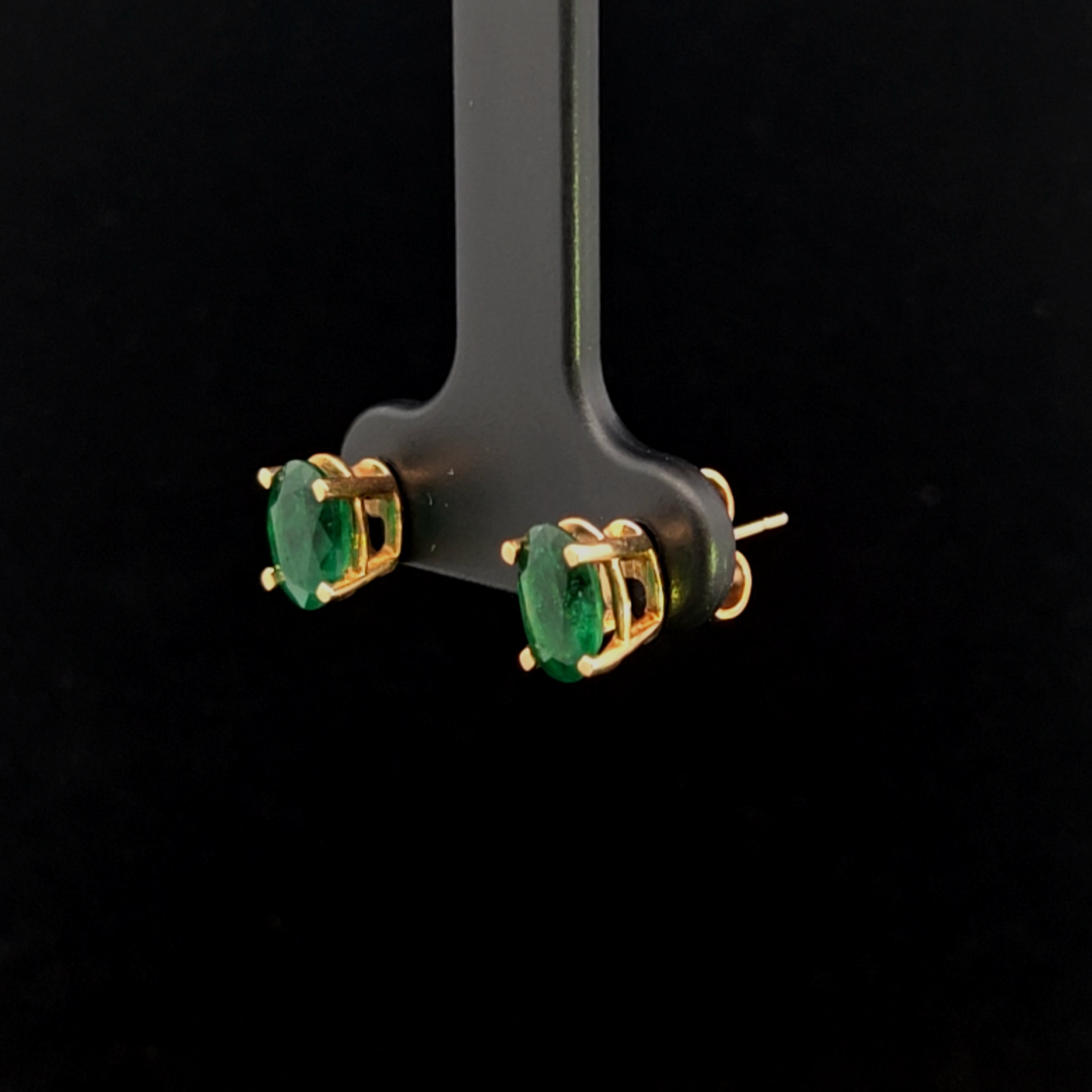 Oaklee 14K Yellow Gold Oval Emerald Studs