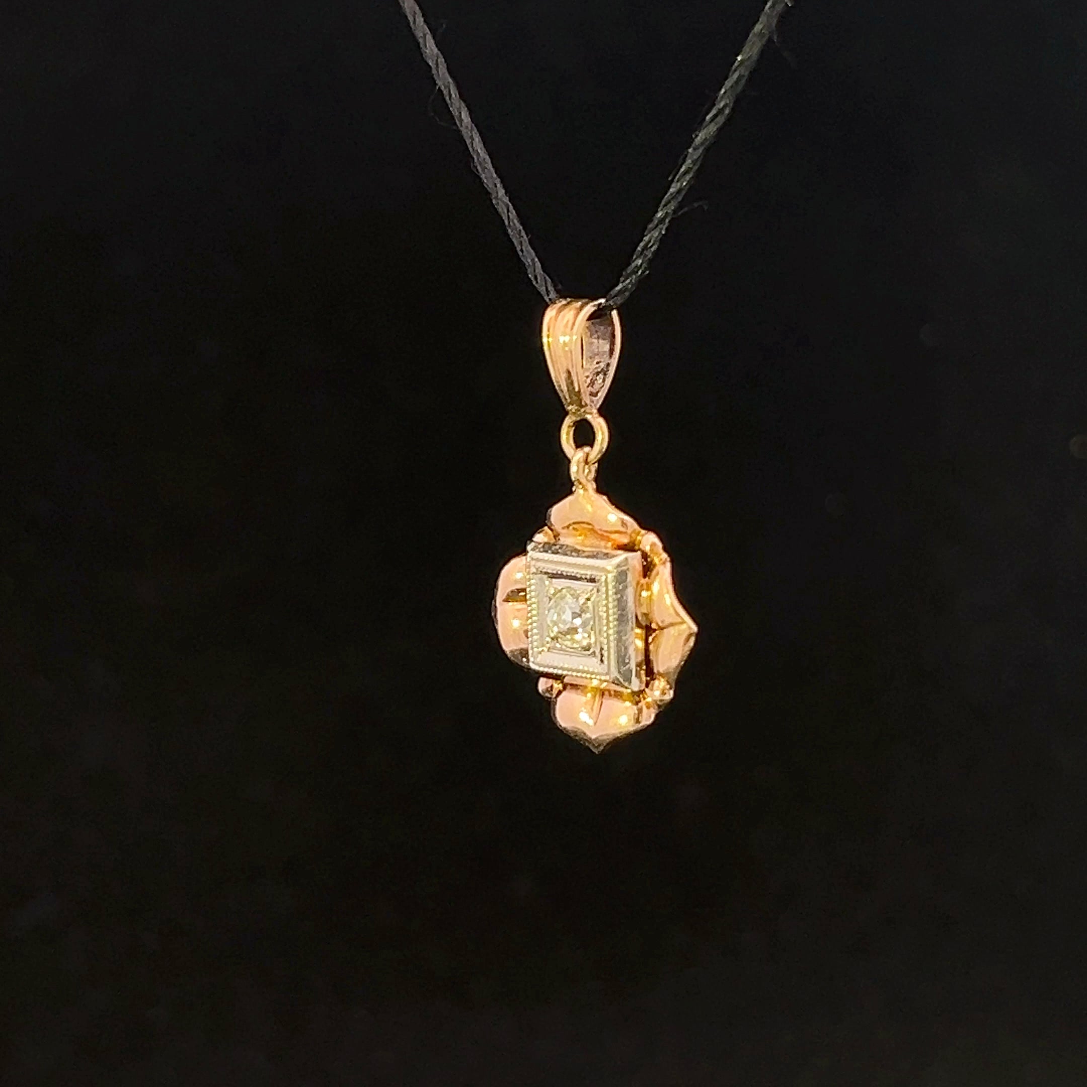 Haven 14K Two-Tone Gold .15 CT Mine Cut Illusion-Set Diamond Pendant