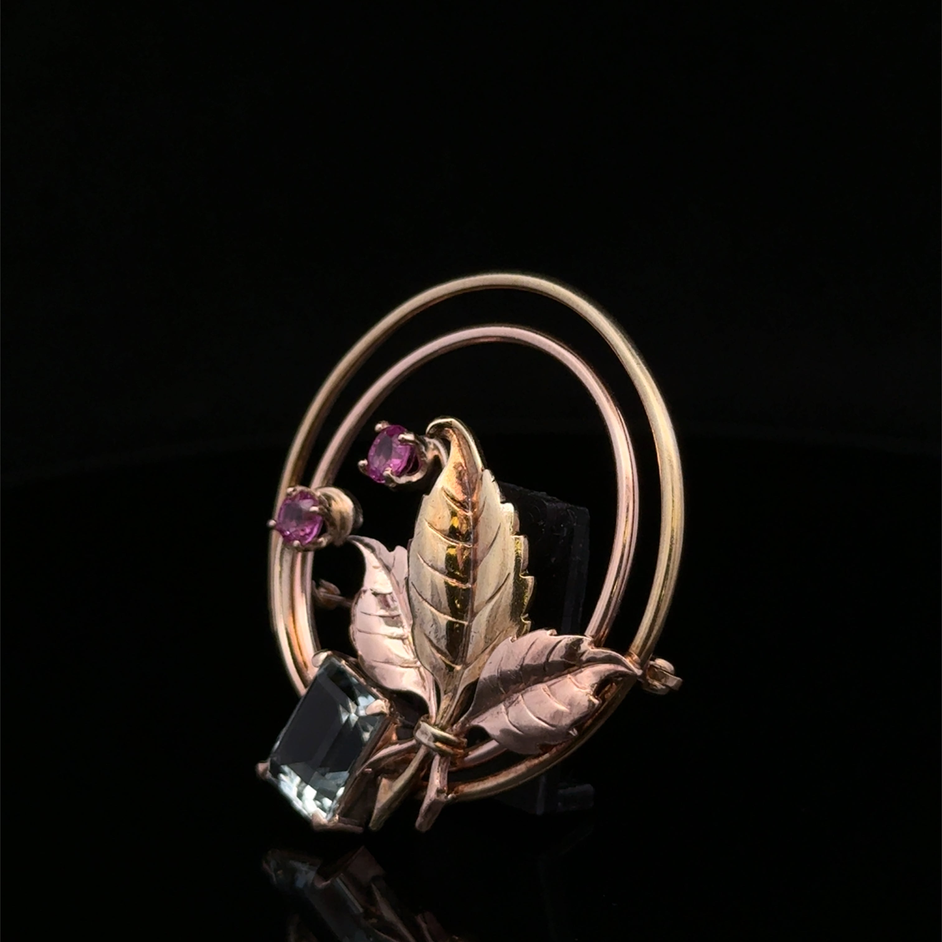 Mireya 14K Two-Tone Aquamarine & Tourmaline Pin