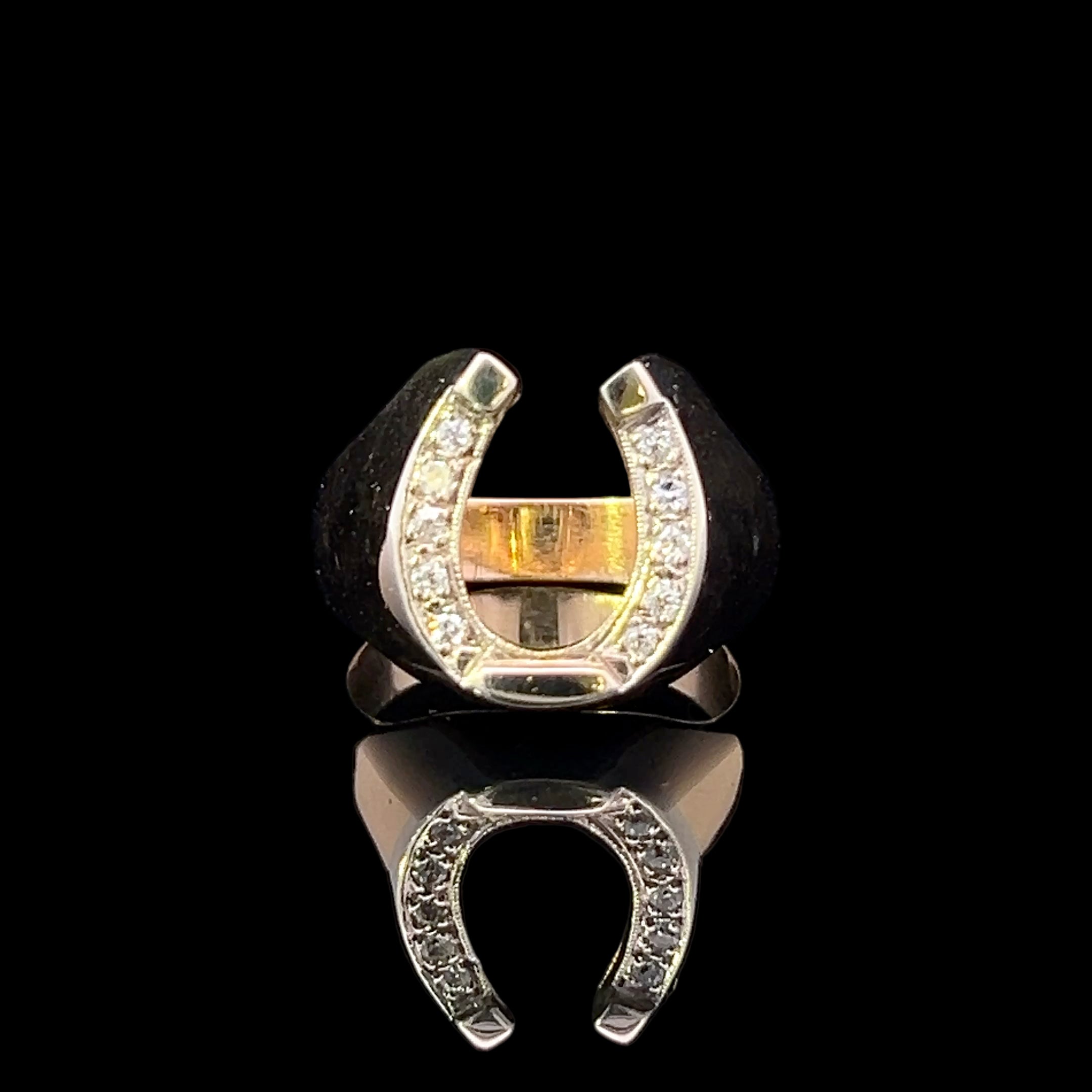Harry 14K Yellow Gold Diamond Horseshoe Ring
