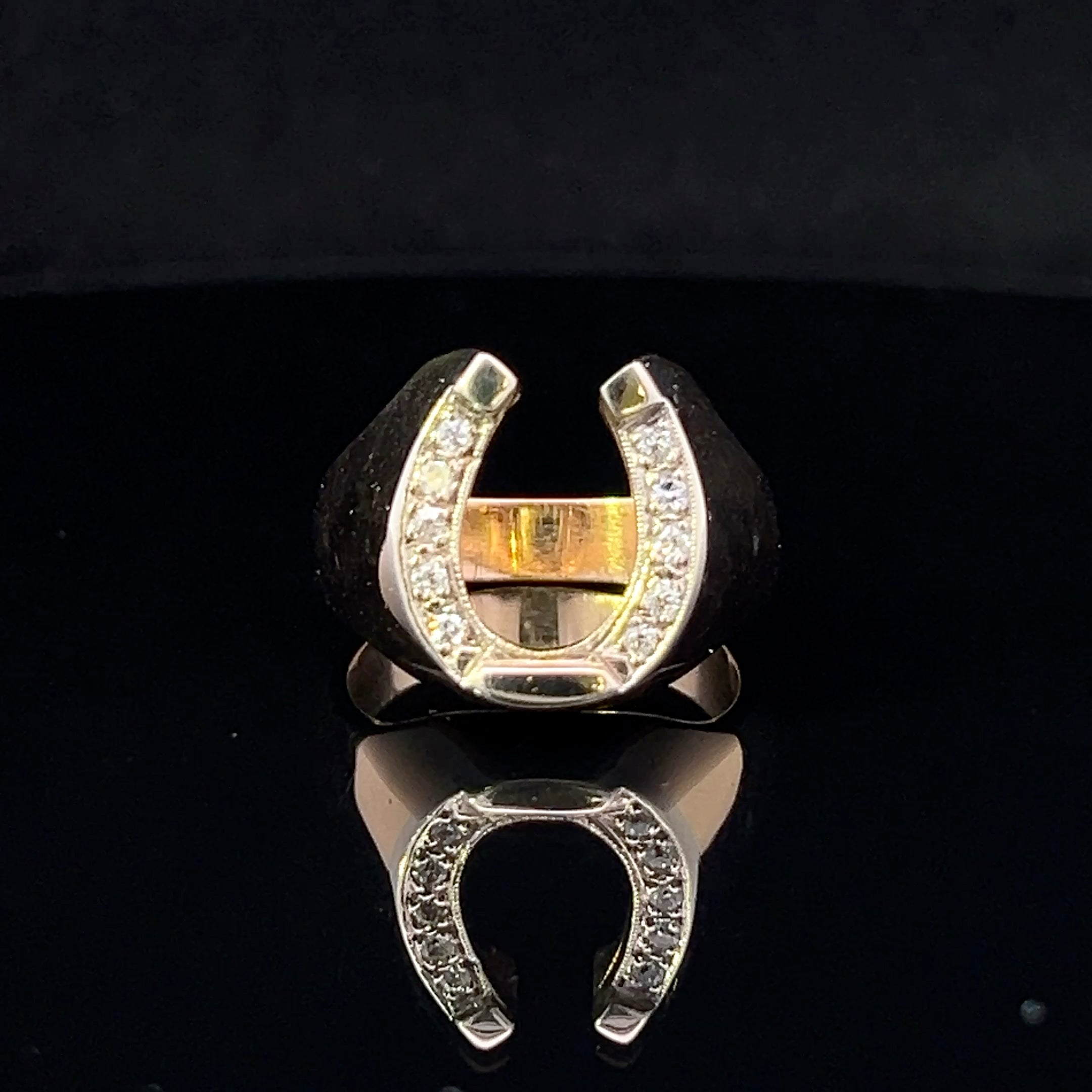 Harry 14K Yellow Gold Diamond Horseshoe Ring