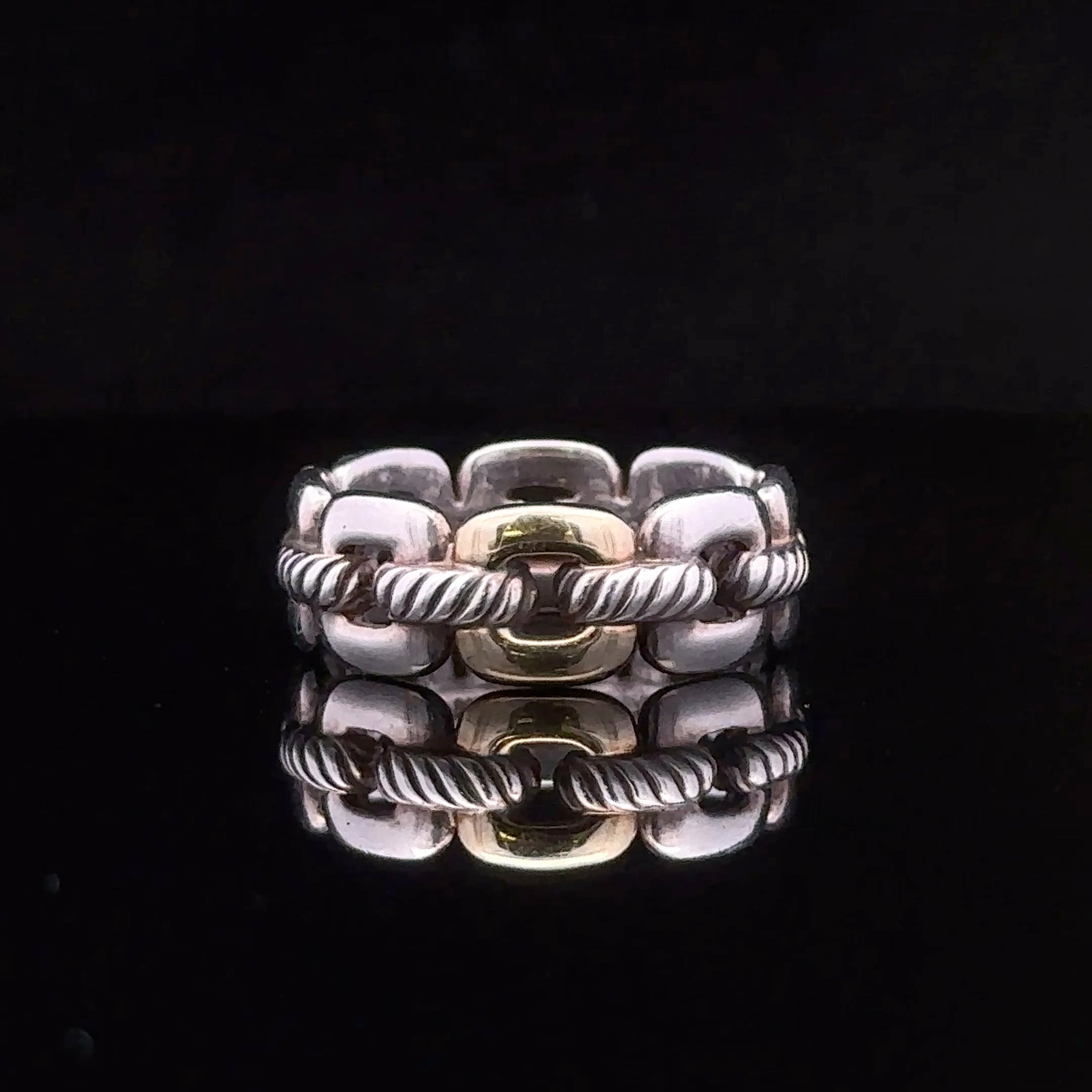 David Yurman Two-Tone Sterling Silver and 18K Antiqued Ring,
