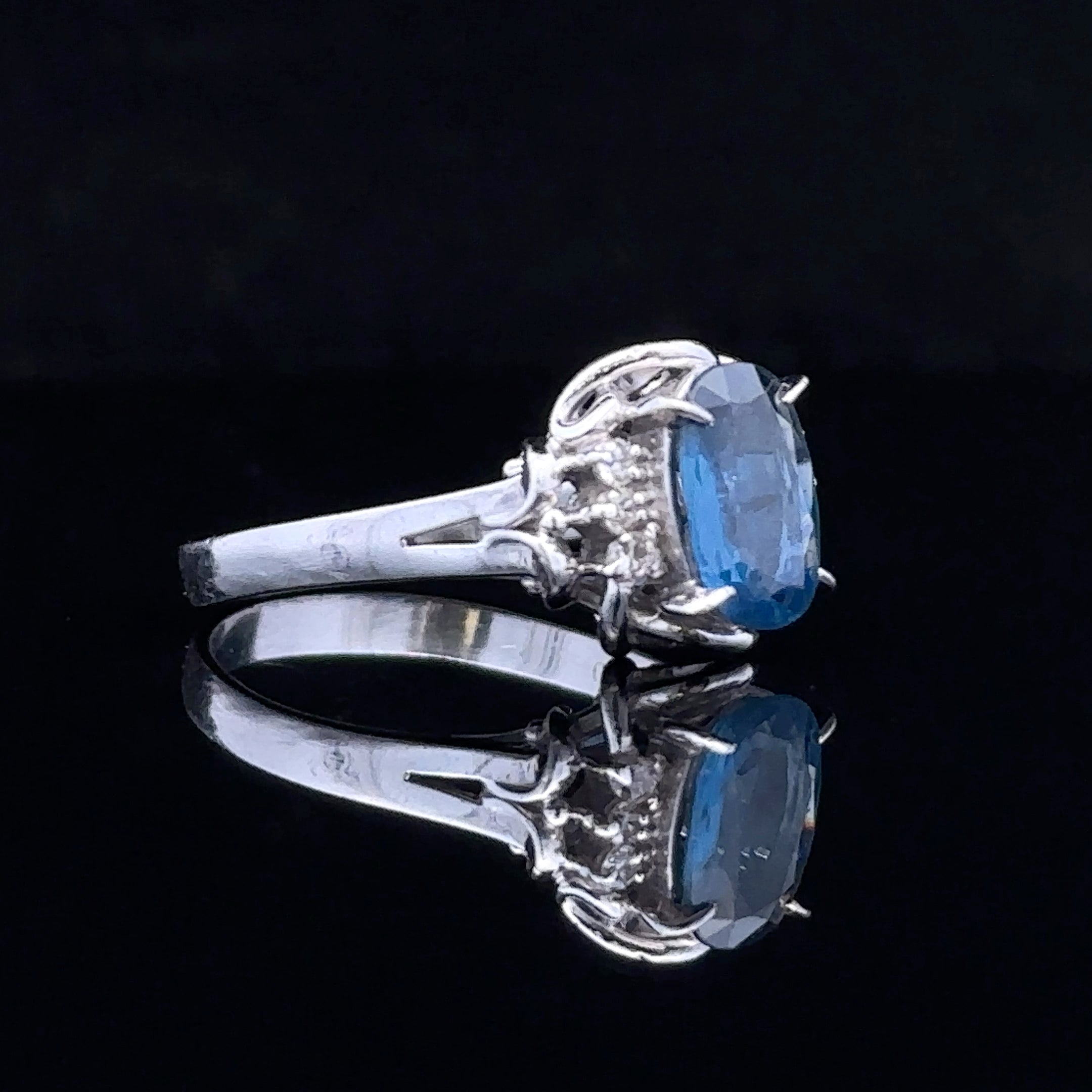 Monroe Platinum Oval Sapphire and Diamond Ring, Size 6.5