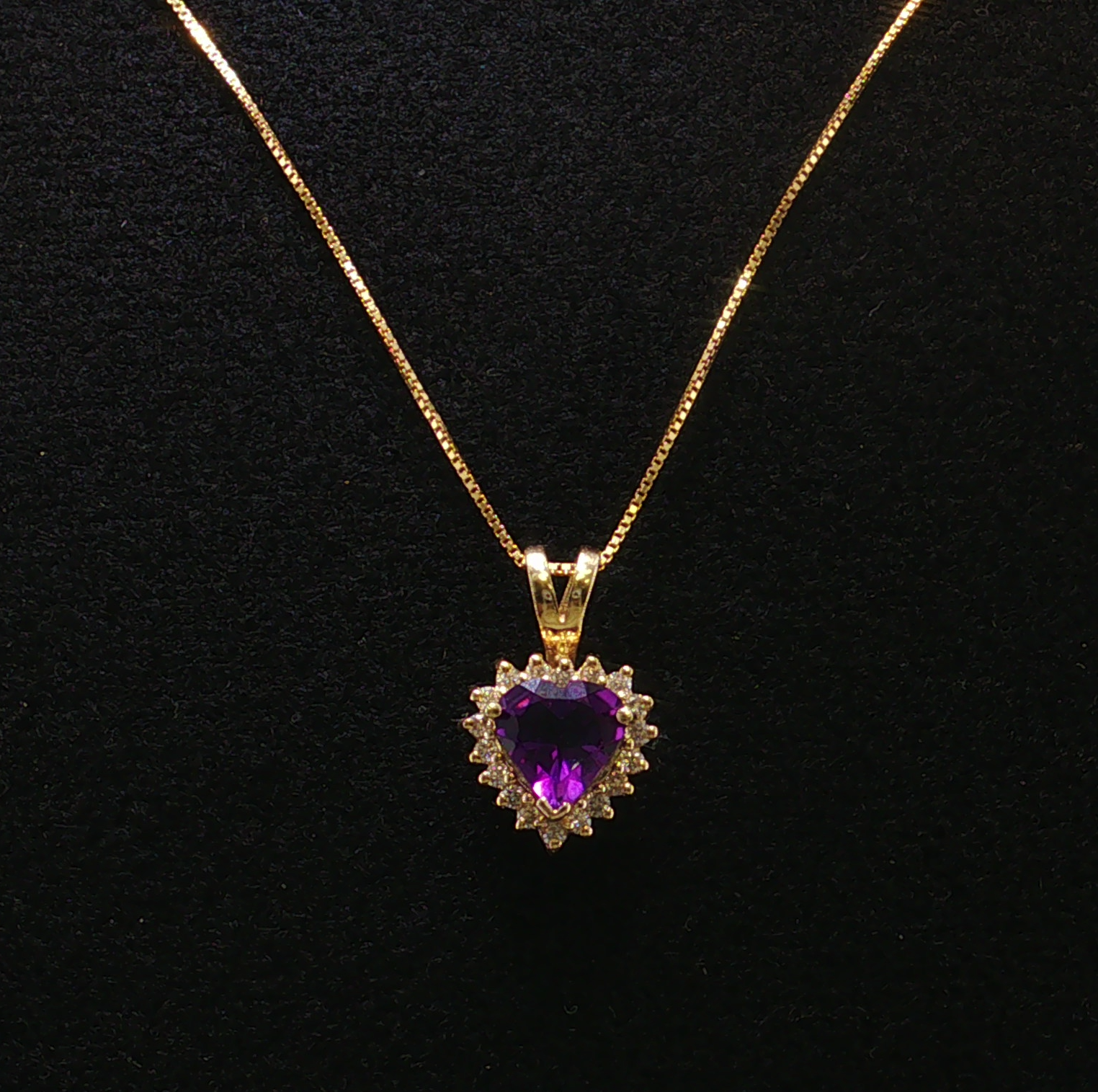 Winona 14K Yellow Gold Amethyst Heart Necklace