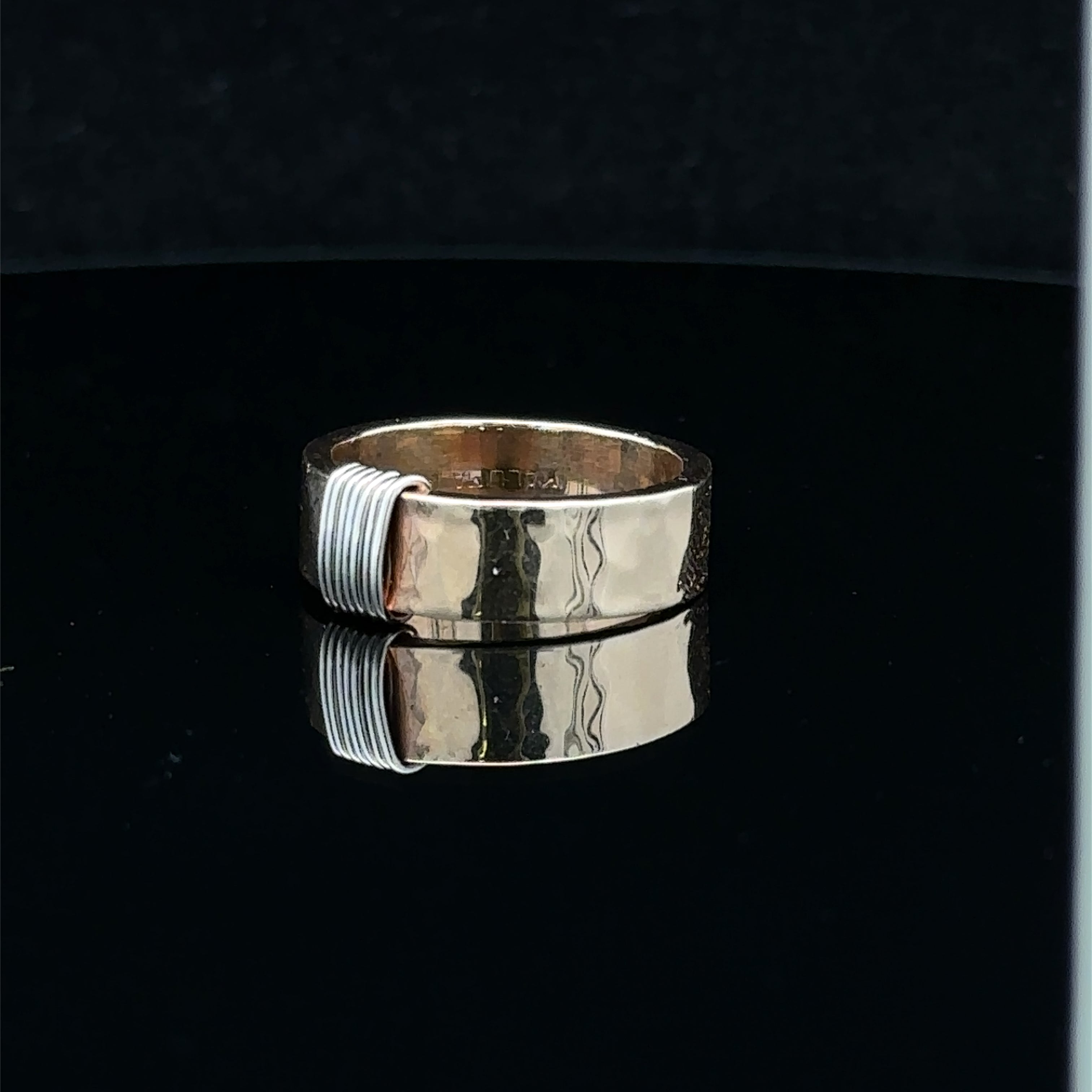 Oslo 14KY Hammered Ring with 14KW Wrap