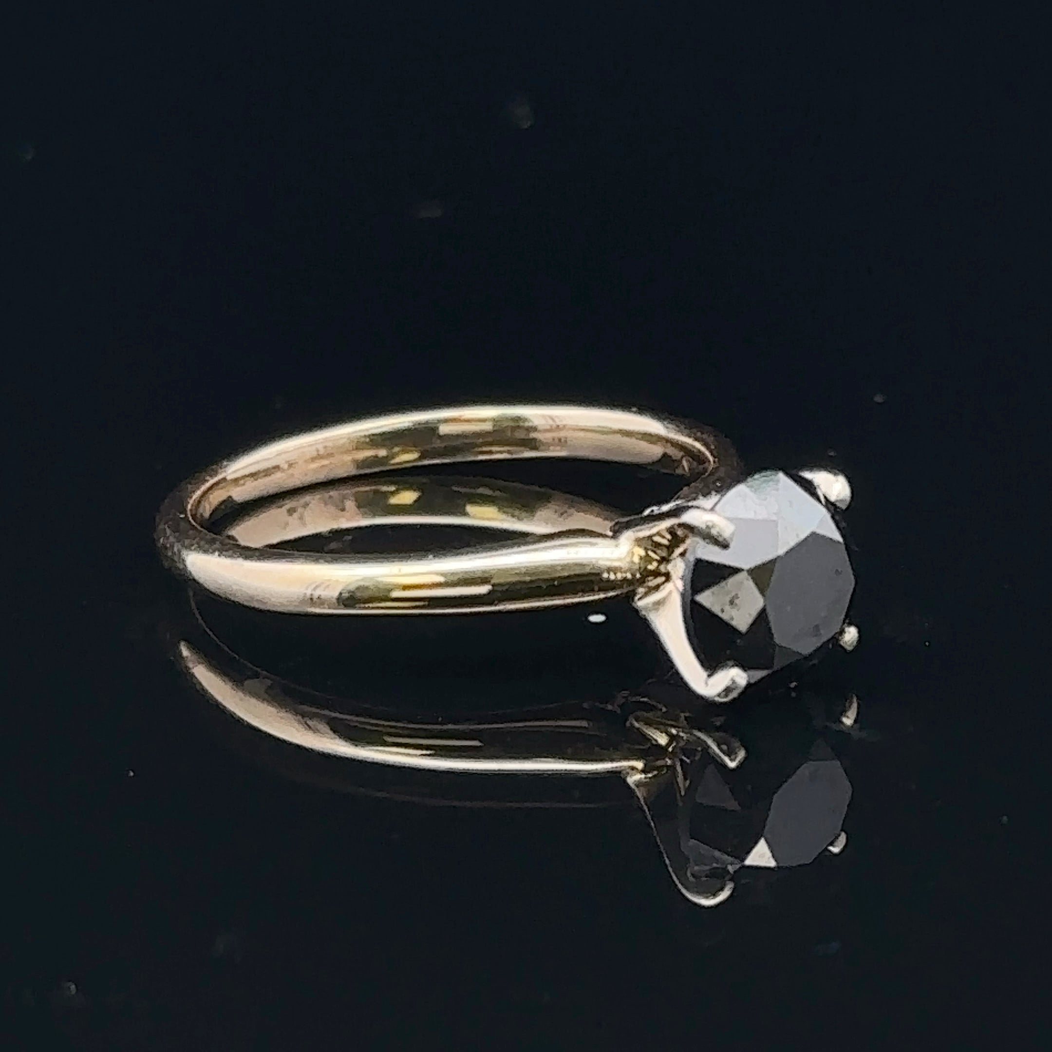 Sabrina Two-Tone 14K Engagement Ring with 1.50ct Black Diamond