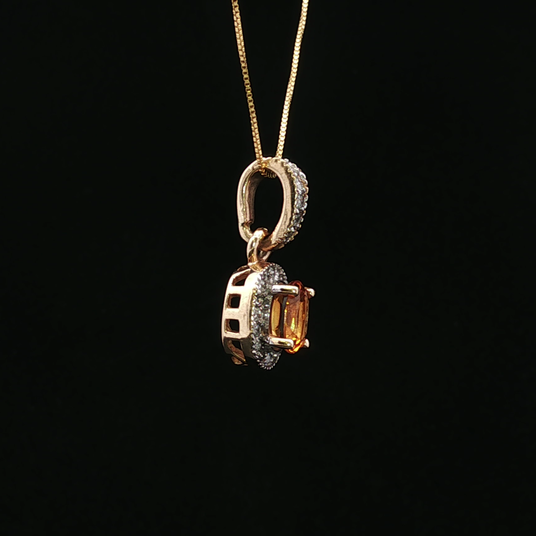 Guadalupe 14K Yellow Gold Citrine & Diamond Halo Pendant