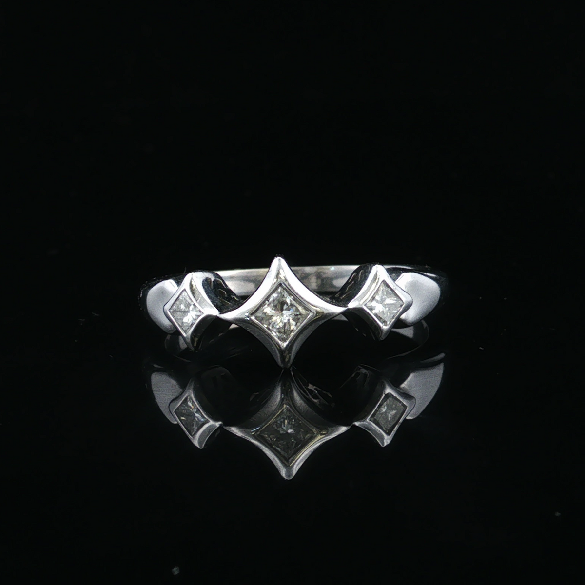 Marissa 14k White Gold Three-Stone Princess Cut Diamond Ring