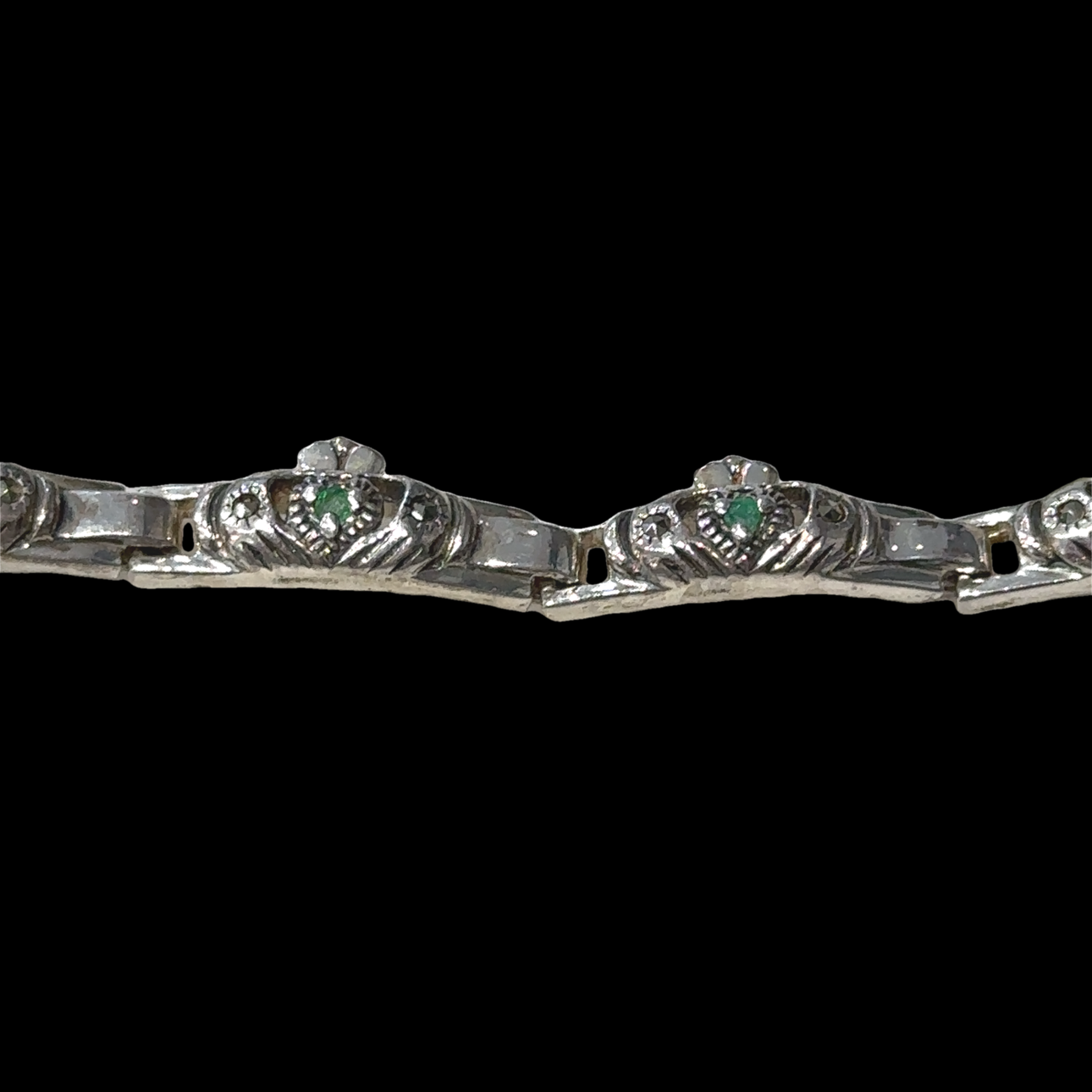 Josie Sterling Silver Claddagh Bracelet with Emerald Accents