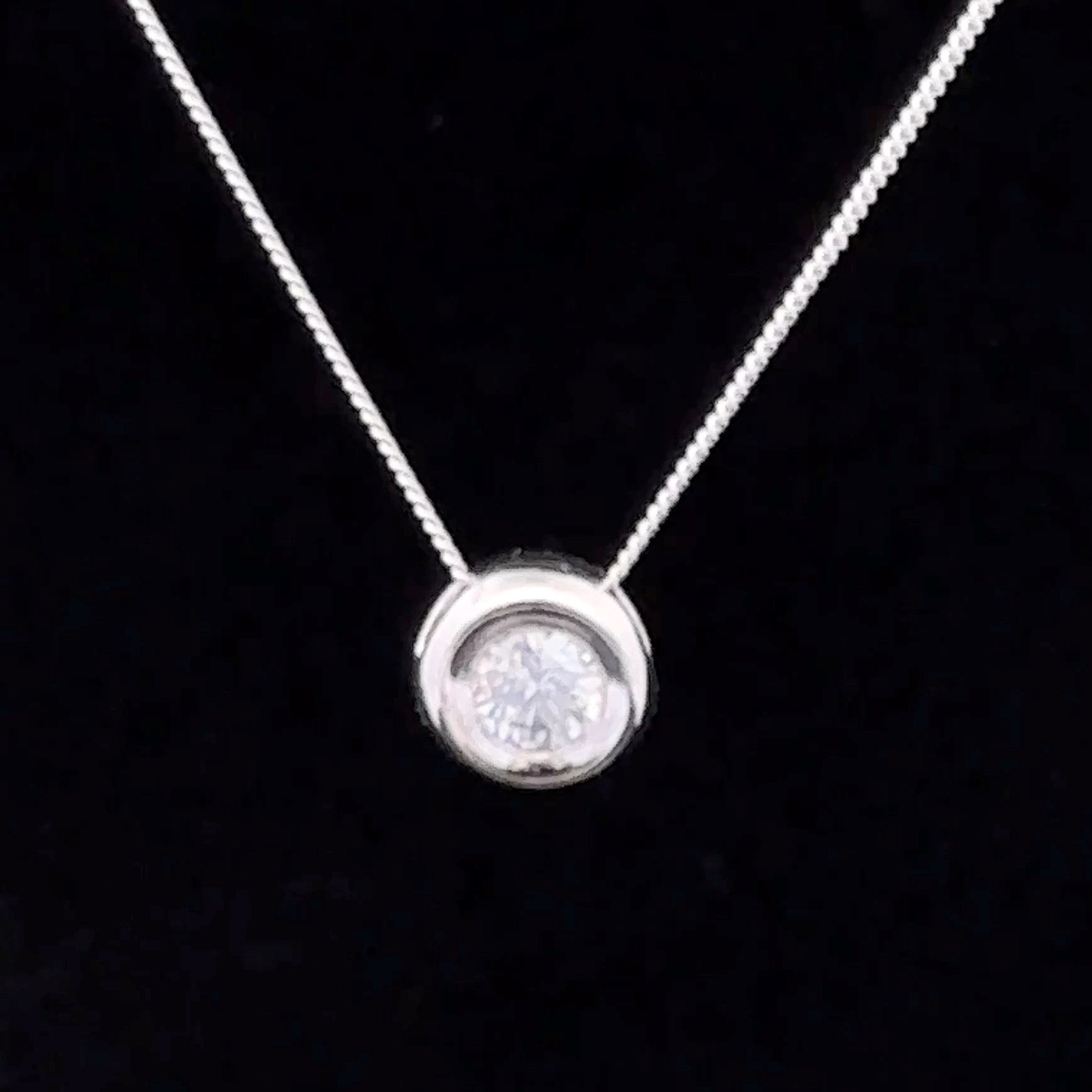 Taliyah 14K White Gold Bezel Set Slide Necklace