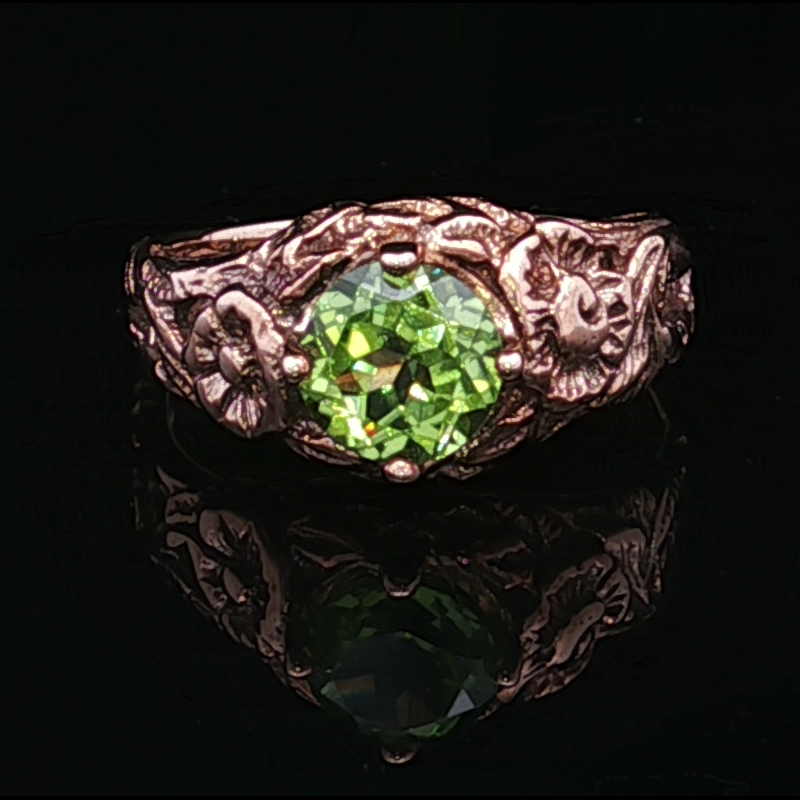 Tasha 10K Yellow Gold Green Tourmaline Filigree Ring