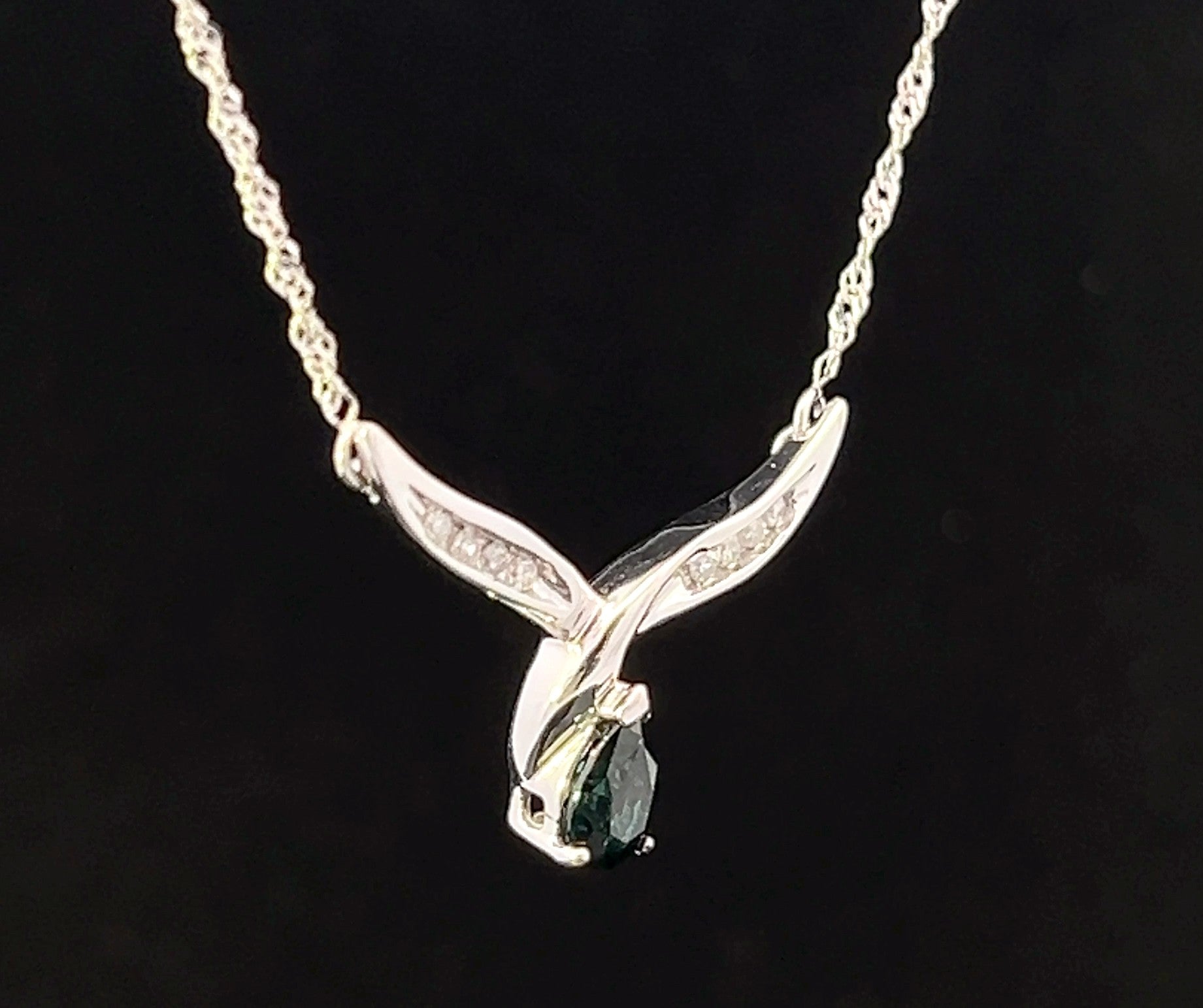Valeria 10K White Gold Sapphire & Diamond Necklace