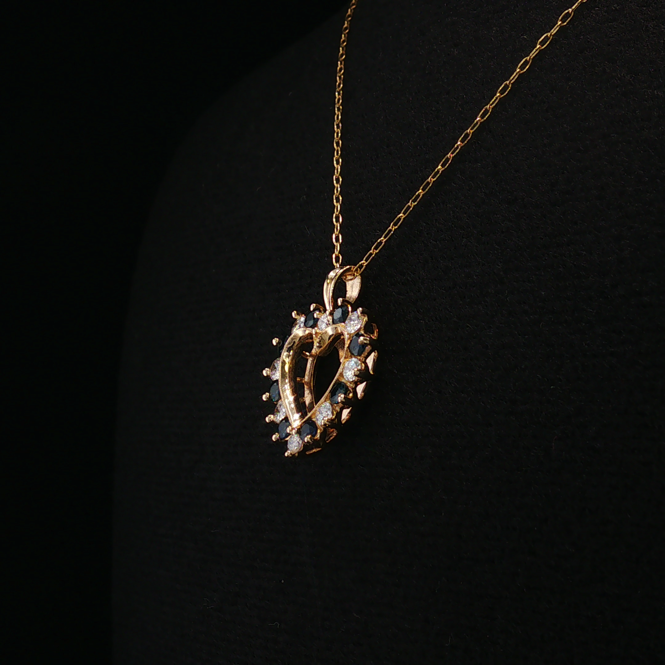 Eliska 14K Yellow Gold Sapphire Diamond Heart Necklace