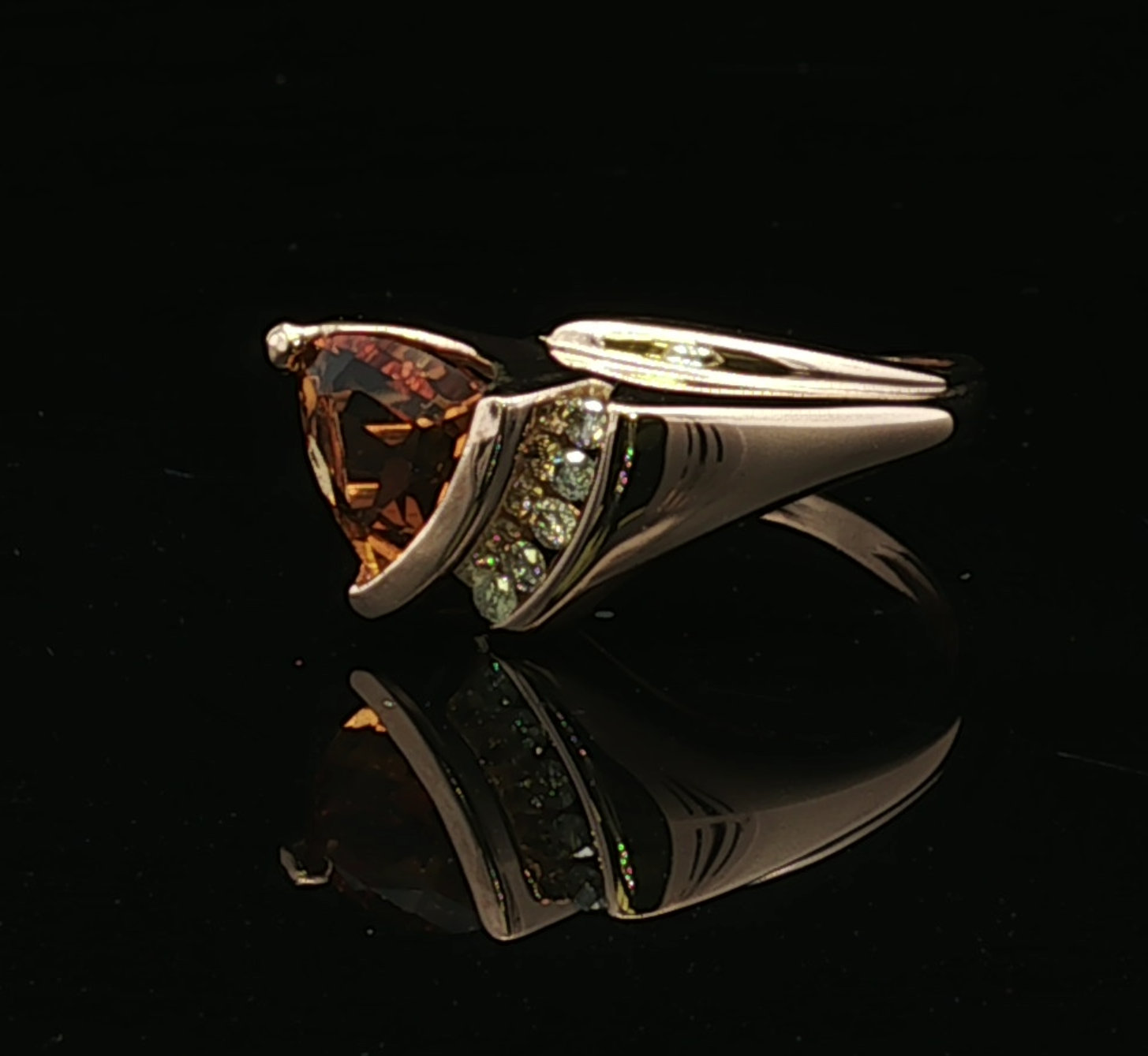 Lorelei 14K Yellow Gold Trillion Citrine & Diamond Ring