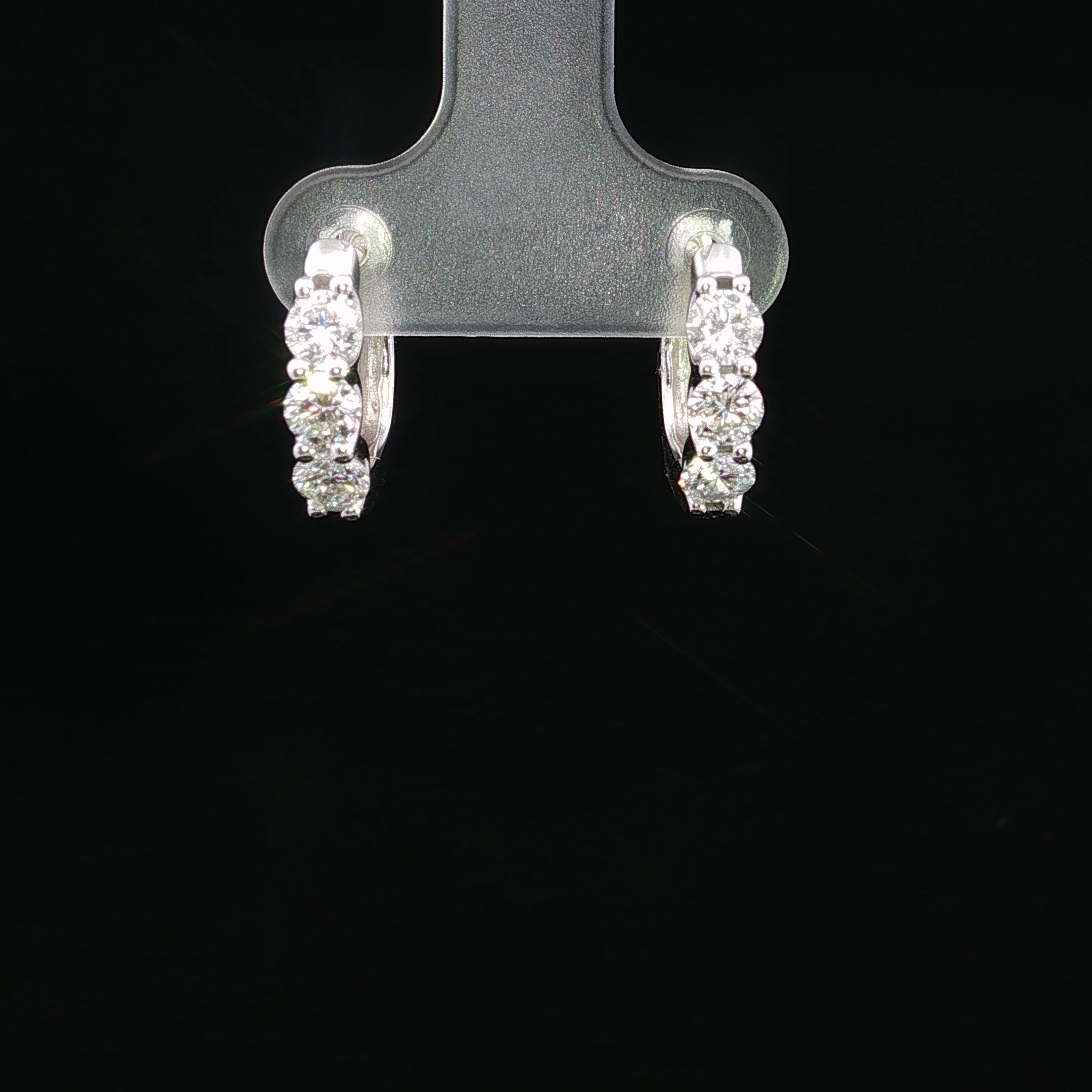 14K White Gold Small Hoop Earrings with 1.00ct Lab Diamonds