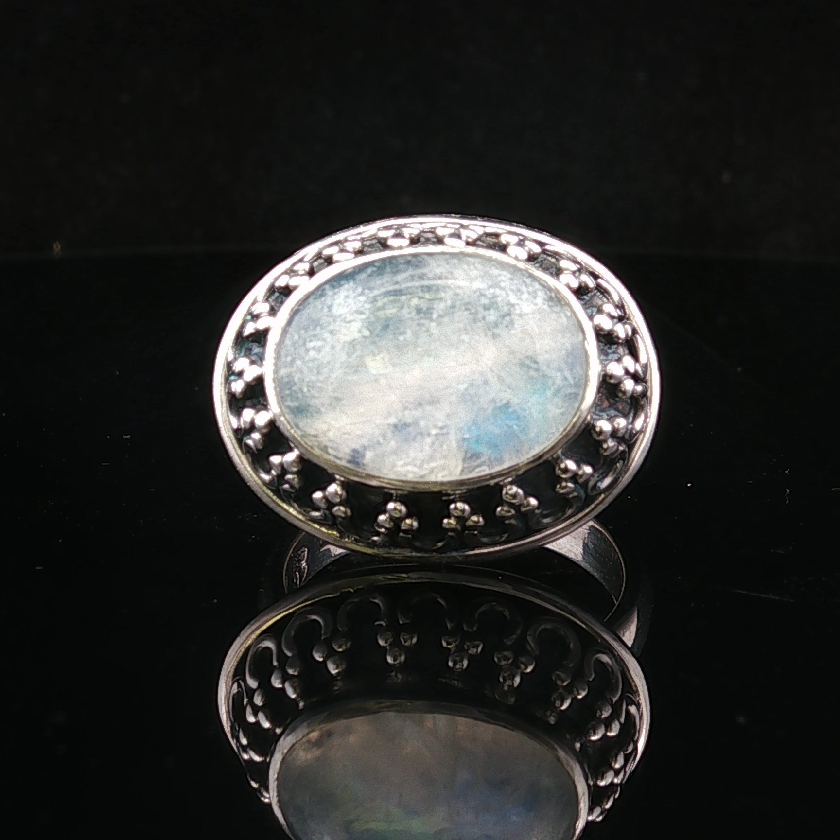 Nadine Antiqued Silver Moonstone Ring