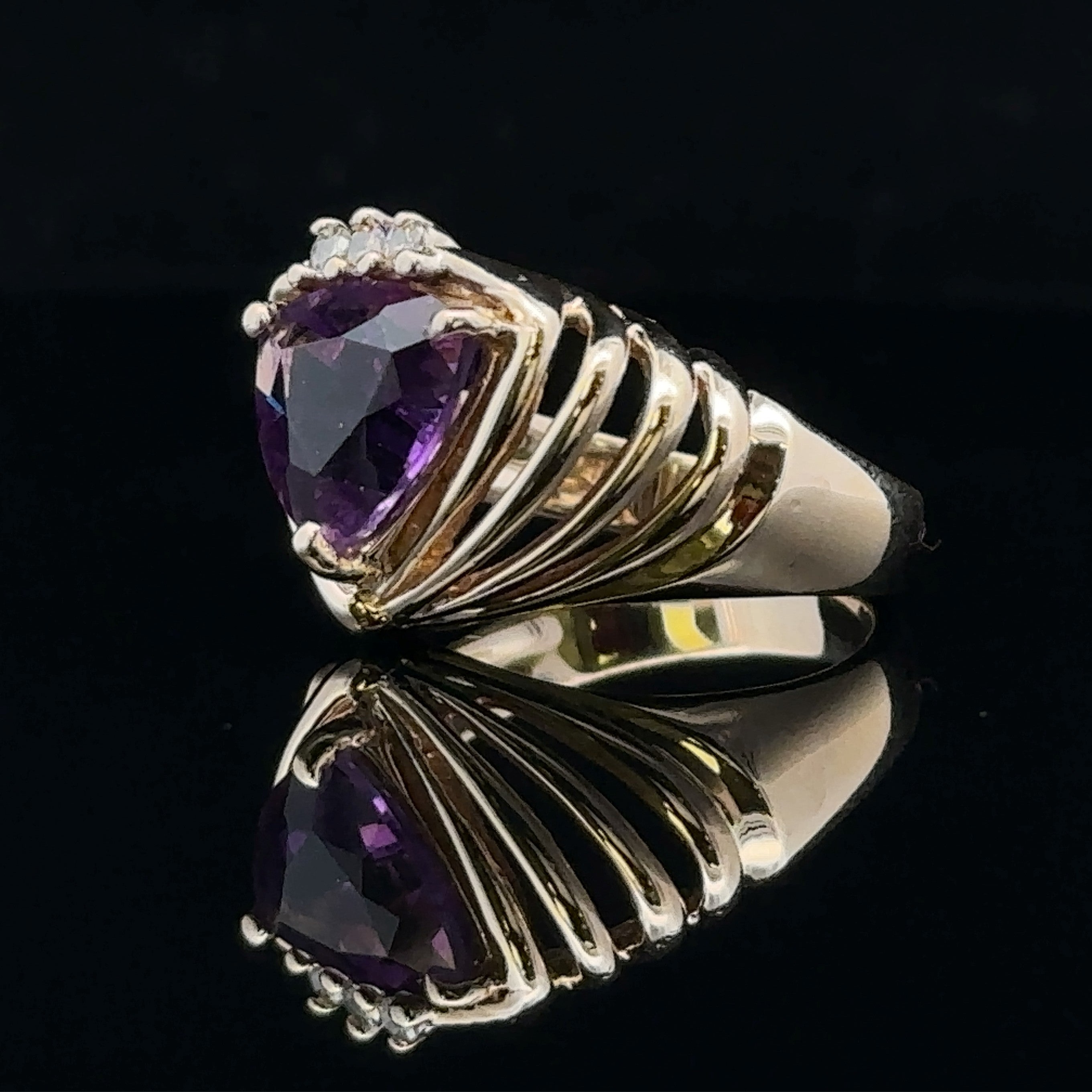 Demi 14K Yellow Gold Amethyst & Diamond Ring