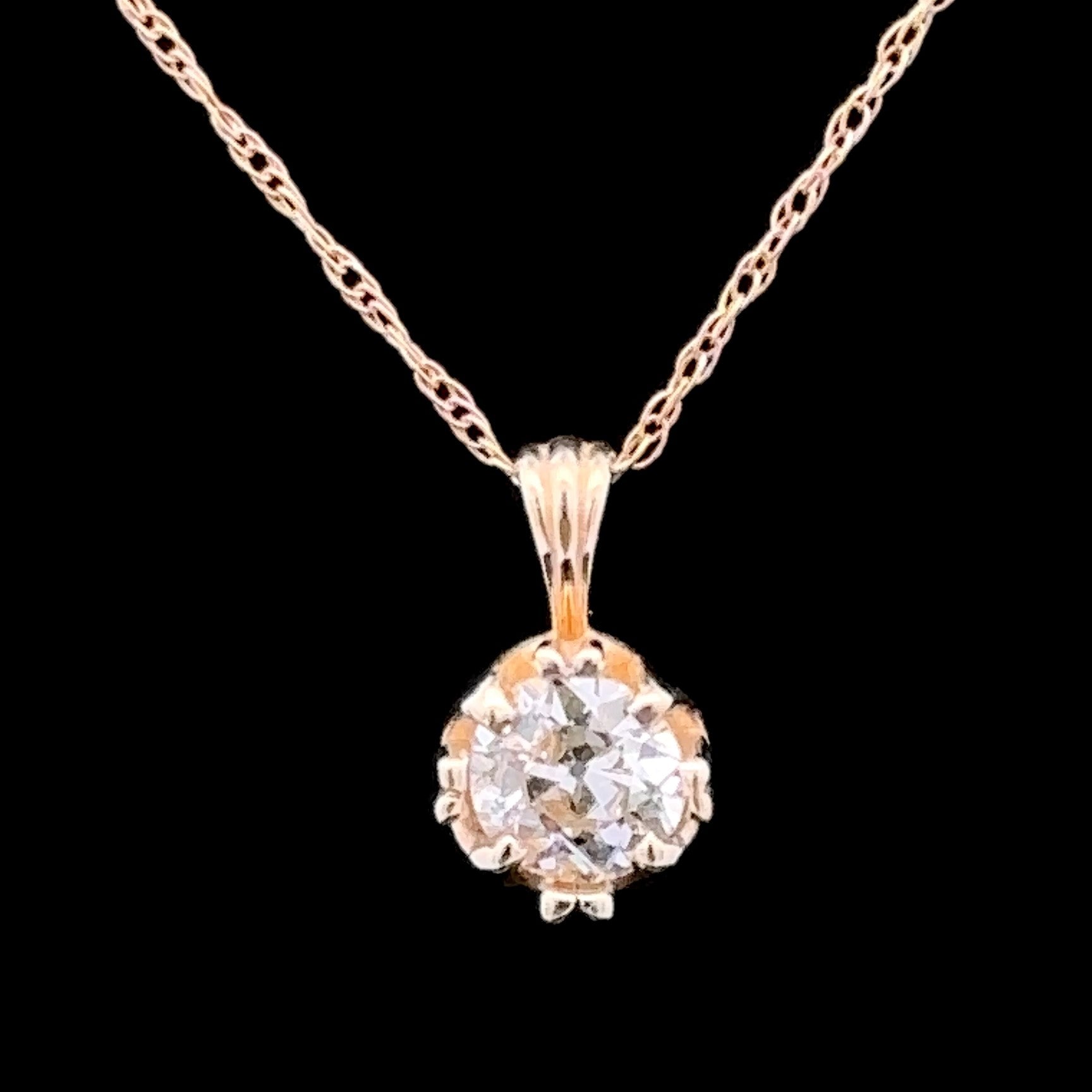 Adrianna 14K Yellow Gold 0.45 CT Old European Cut Diamond Pendant