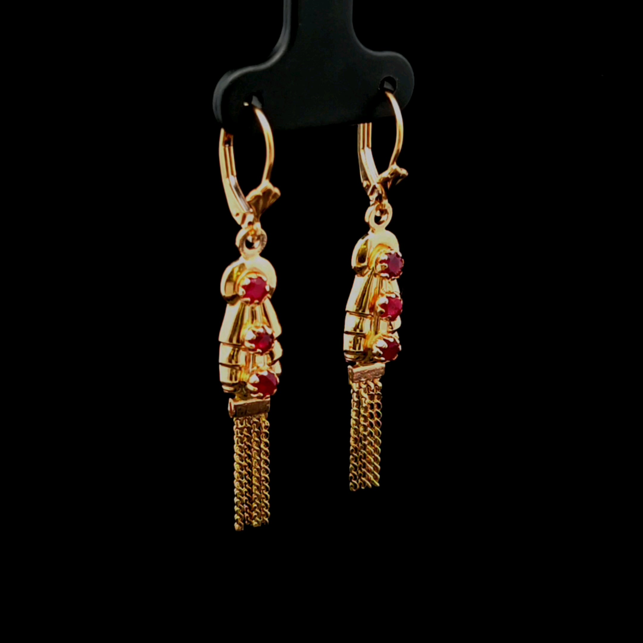 Maisie 14K Yellow Gold Dangle Earrings with Red Rubies