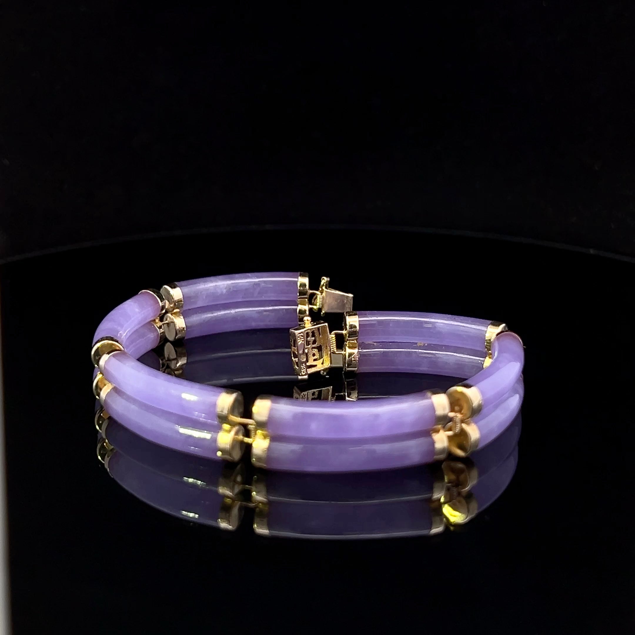 Veronica 14K Yellow Gold Double Row Lavender Jade Bracelet