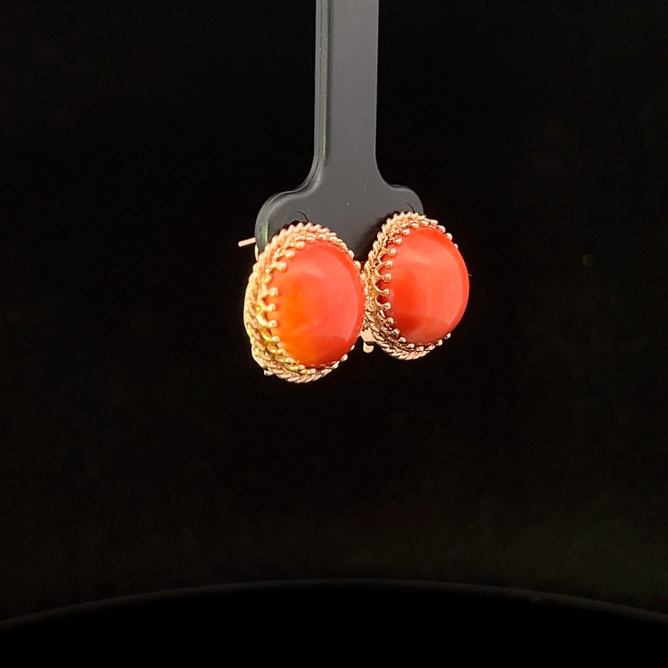 Charlee 14K Yellow Gold Round Coral Earrings