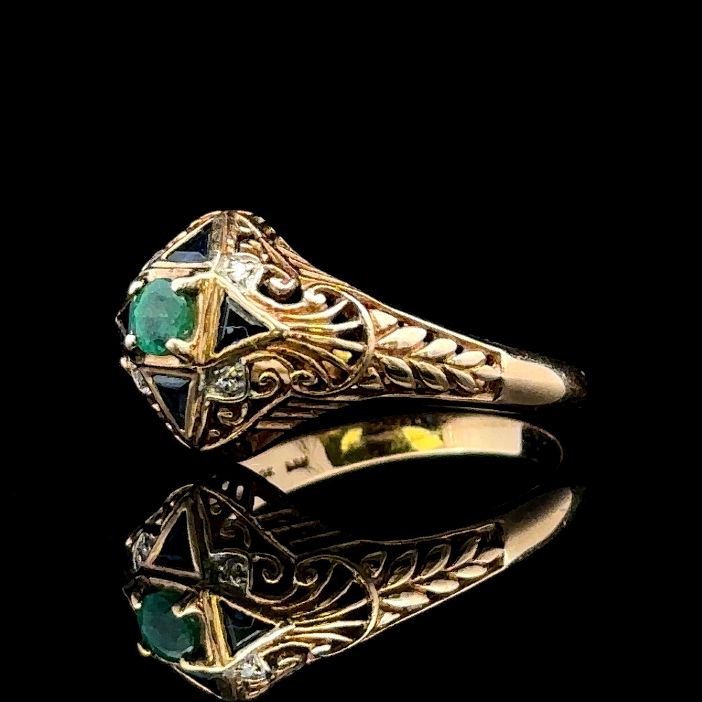 Adele Emerald and Sapphire with Diamonds Ring