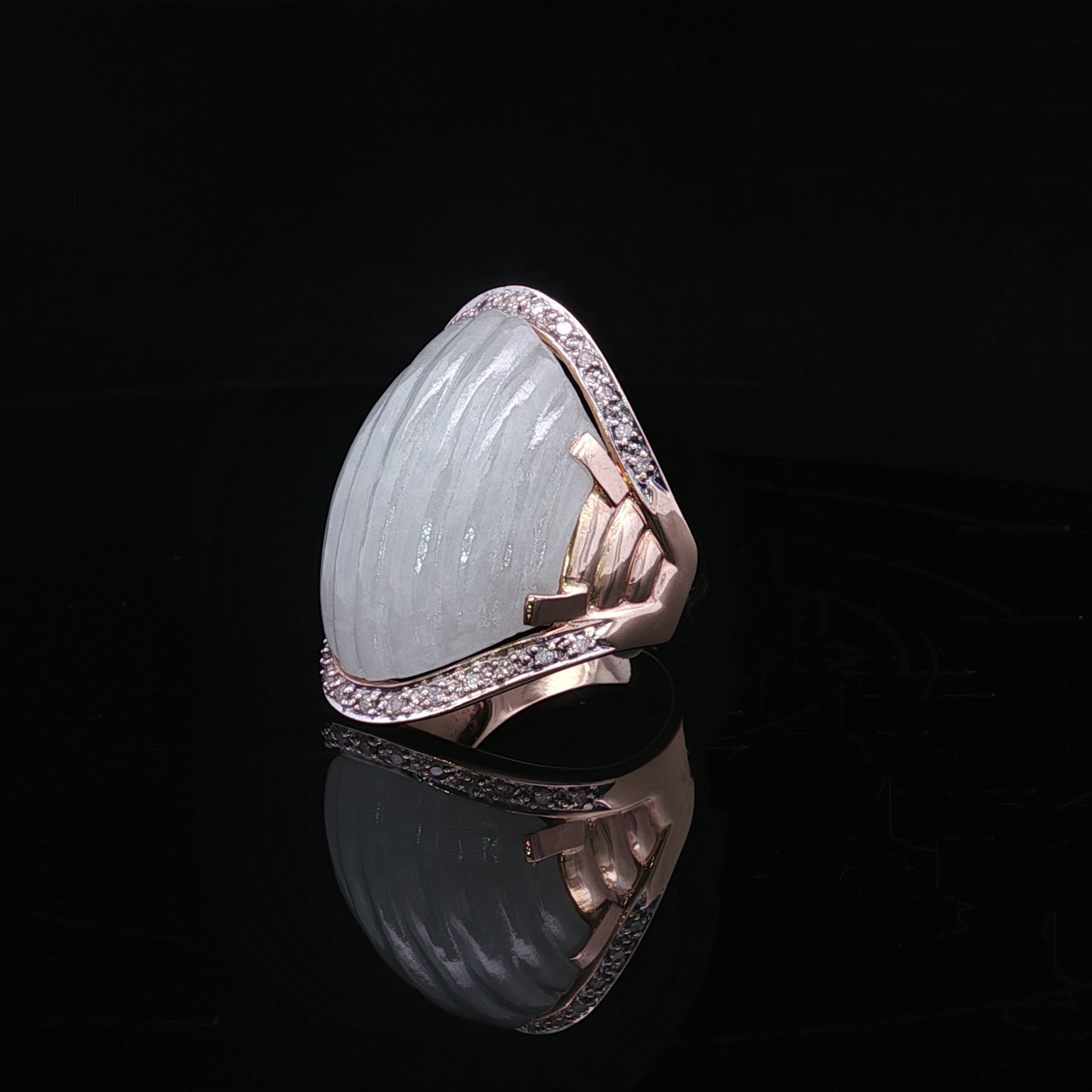 Gloria 14K Yellow Gold Jade and Diamond Ring