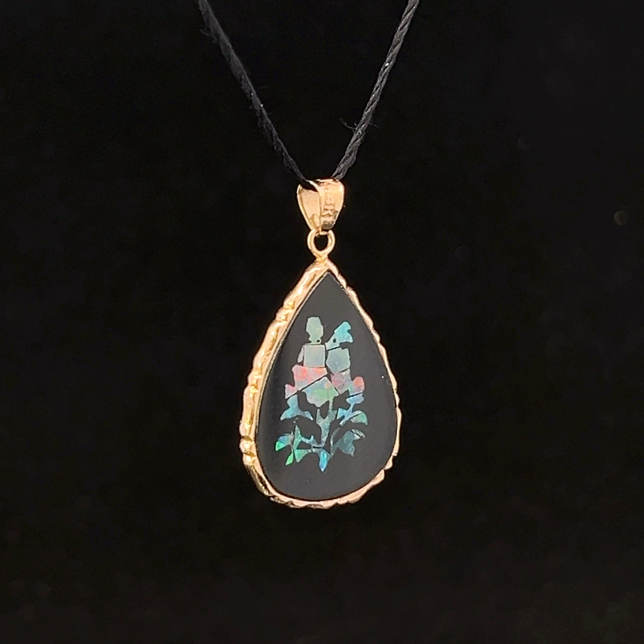 Jordyn 14K Yellow Gold Onyx & Opal Inlay Pendant