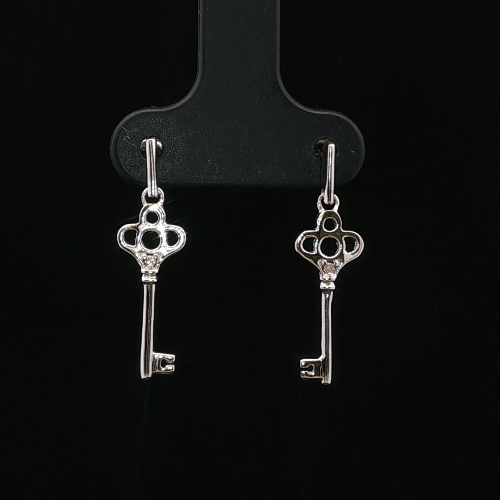 Sterling Silver Diamond Key Dangle Earrings – Rose Cut