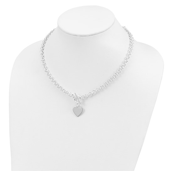 Sterling Silver Heart Toggle Collar Necklace