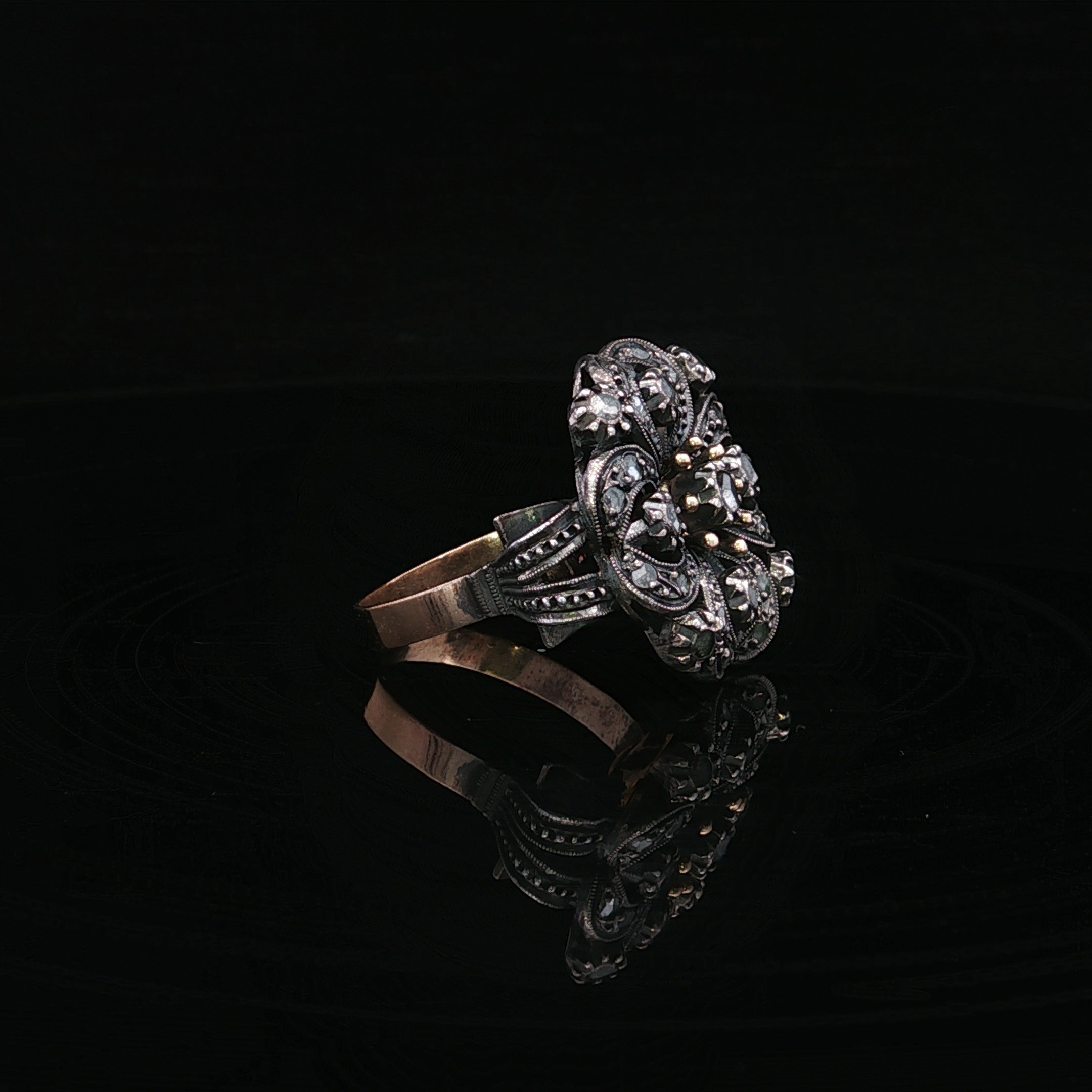 Rebekah Victorian 14K Yellow Gold Rose Cut Diamond Ring