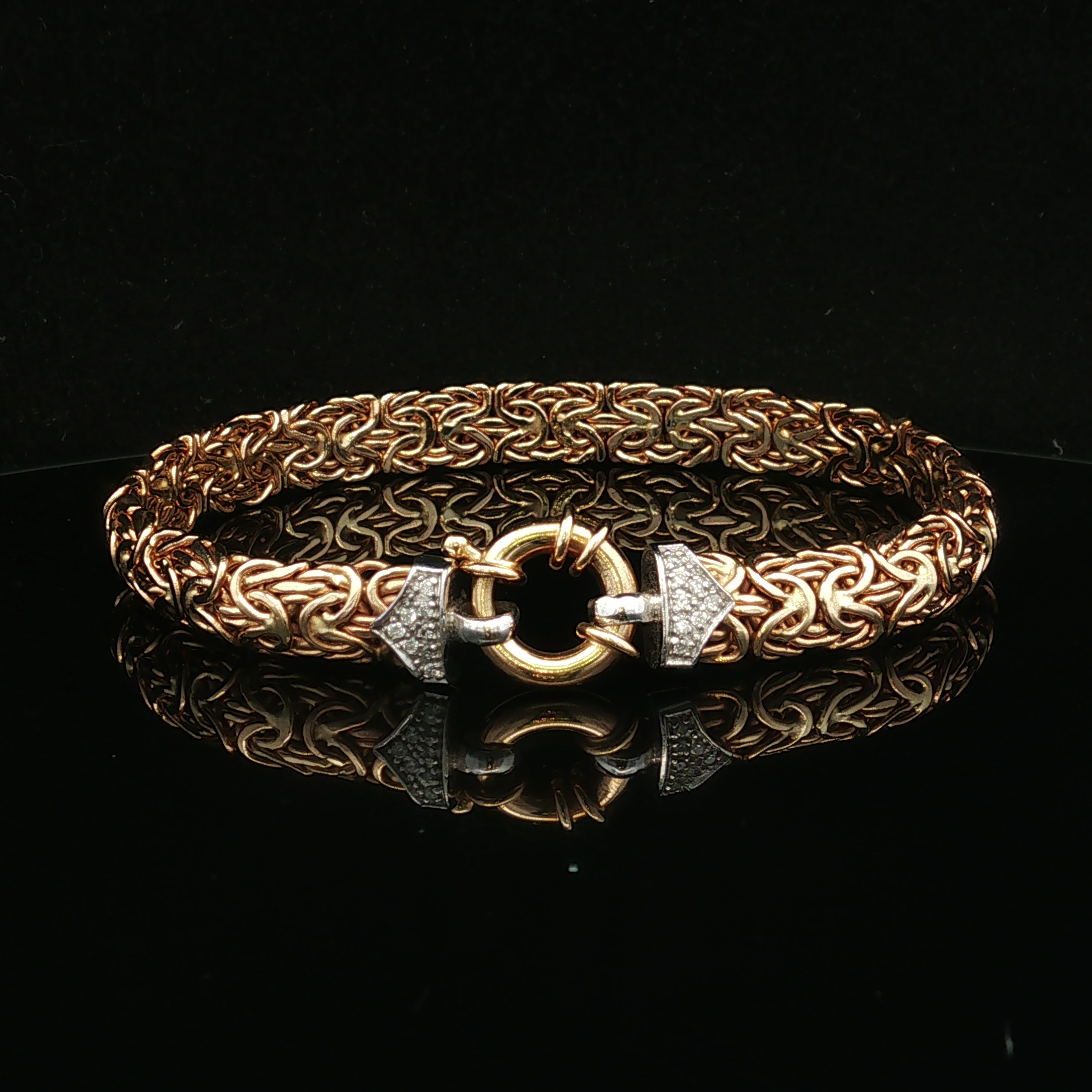 Freyalyn 14K Two Tone Byzantine Link Diamond Bracelet
