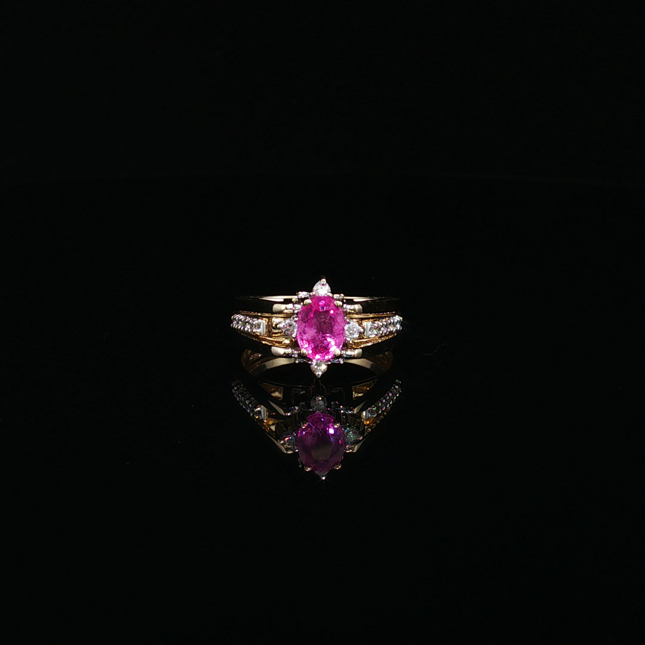 Bryony 14K Two-Tone Pink Sapphire & Diamond Ring Set