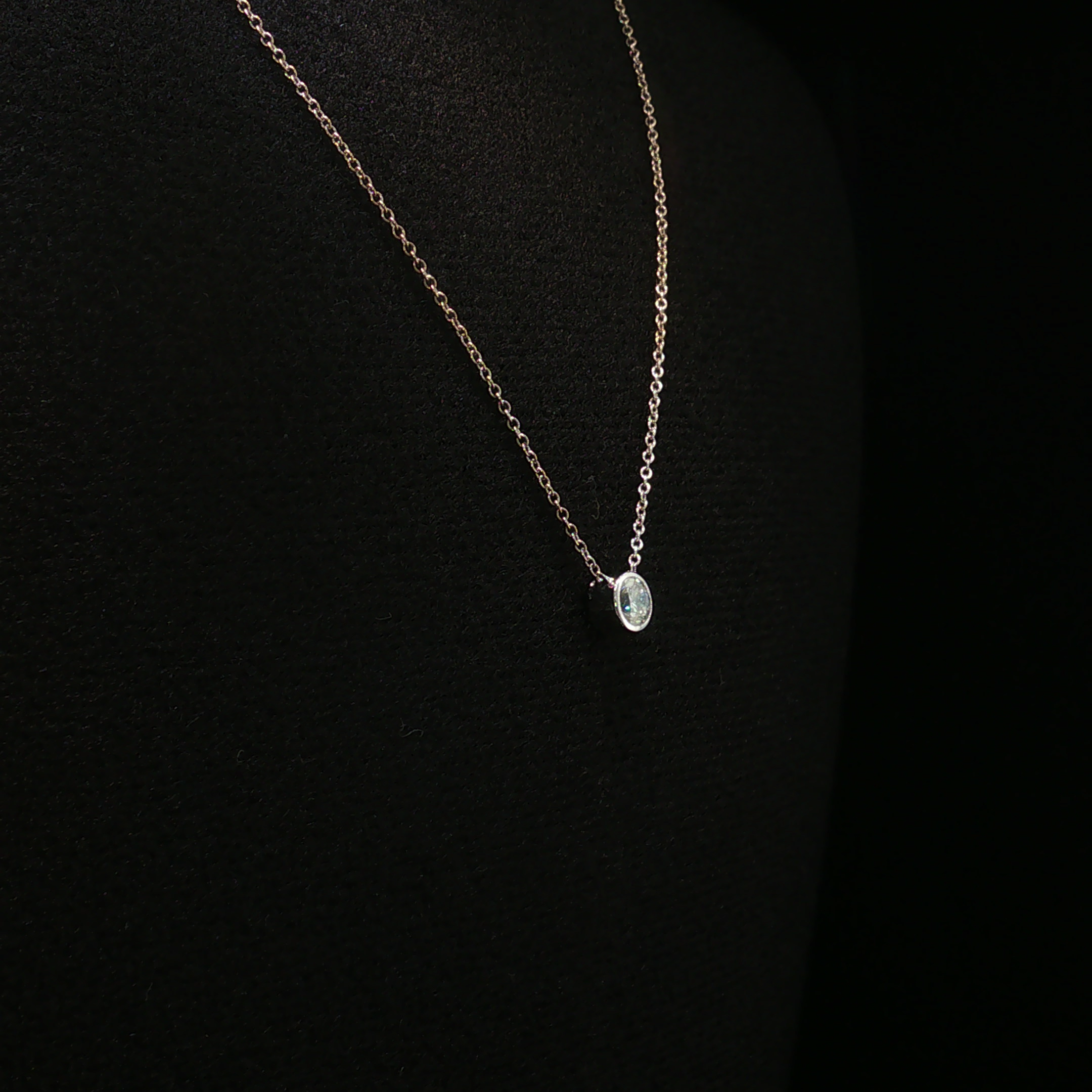 Ione 14K White Gold Bezel Set Diamond Necklace