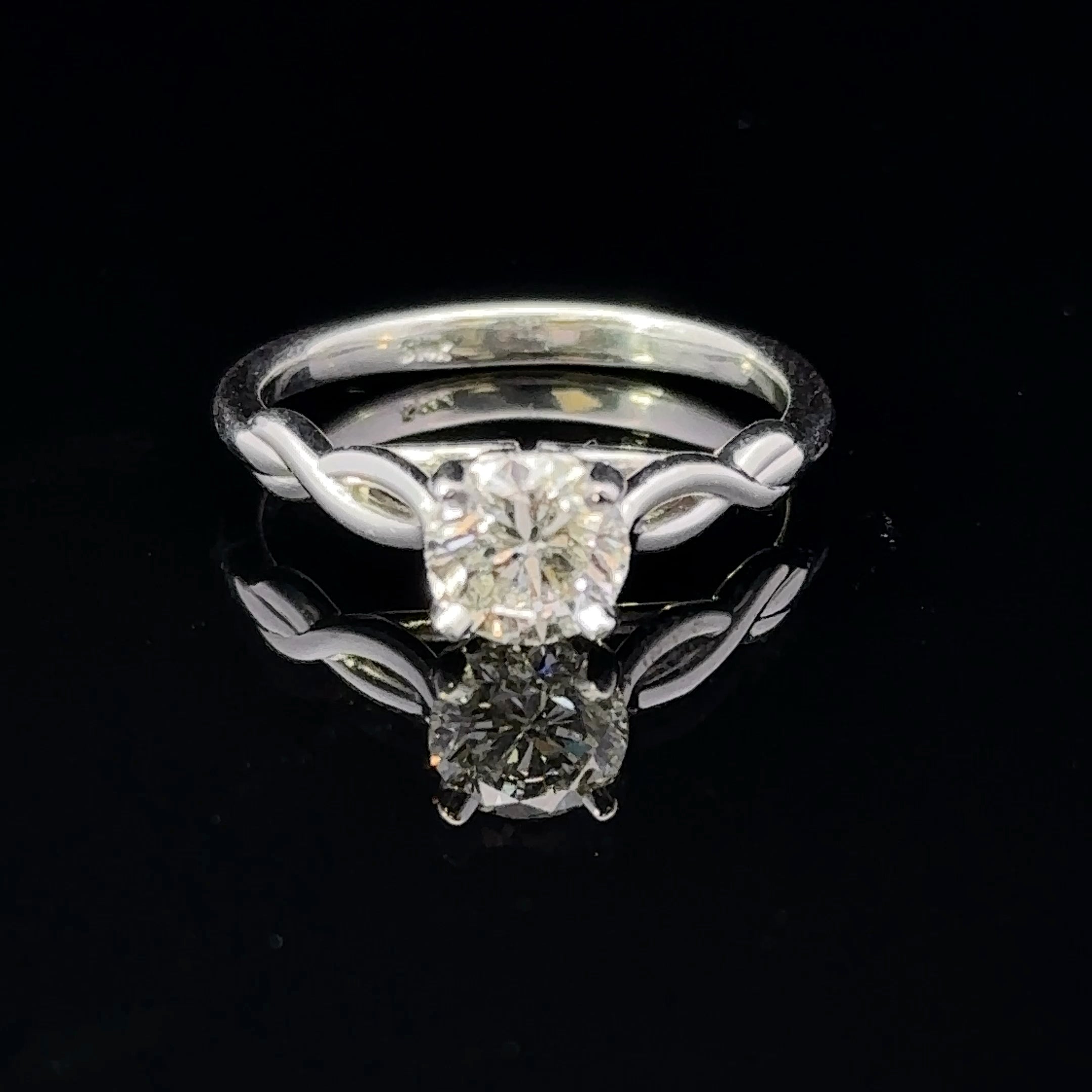 Luna 14KW 1.02CT Round Diamond Twist Engagement Ring