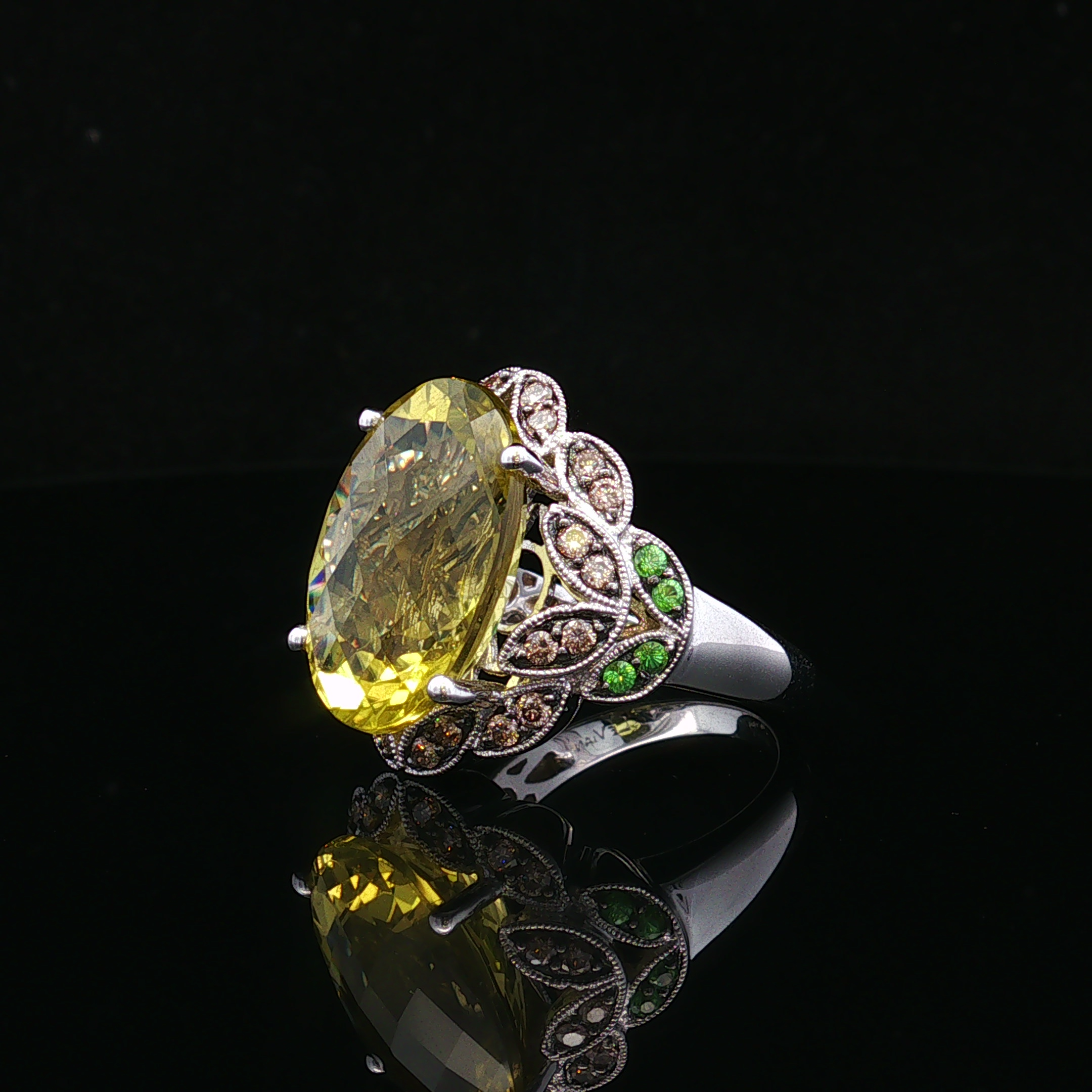 Callaine 14KW LeVian 15 CT Lemon Quartz Ring