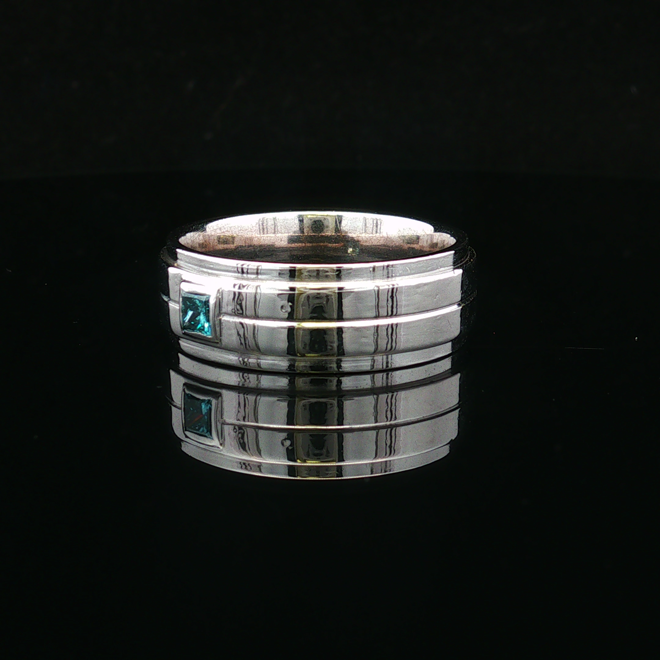 Finley 14KW .16 CT Princess Cut London Blue Diamond Men's Band