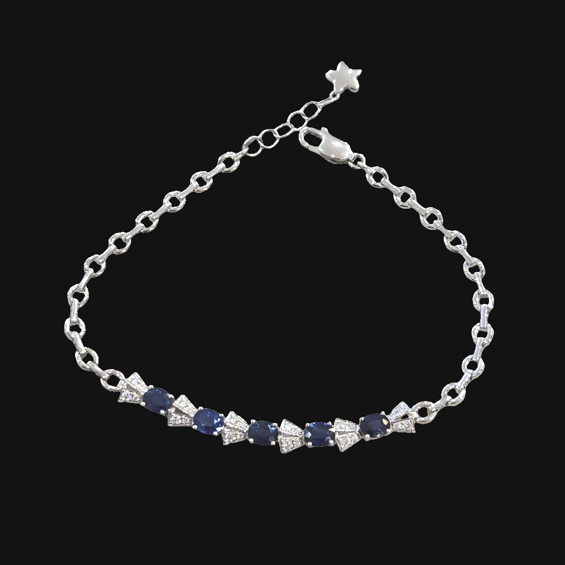 Sabrina White Gold Bracelet with Blue Sapphires and Diamonds
