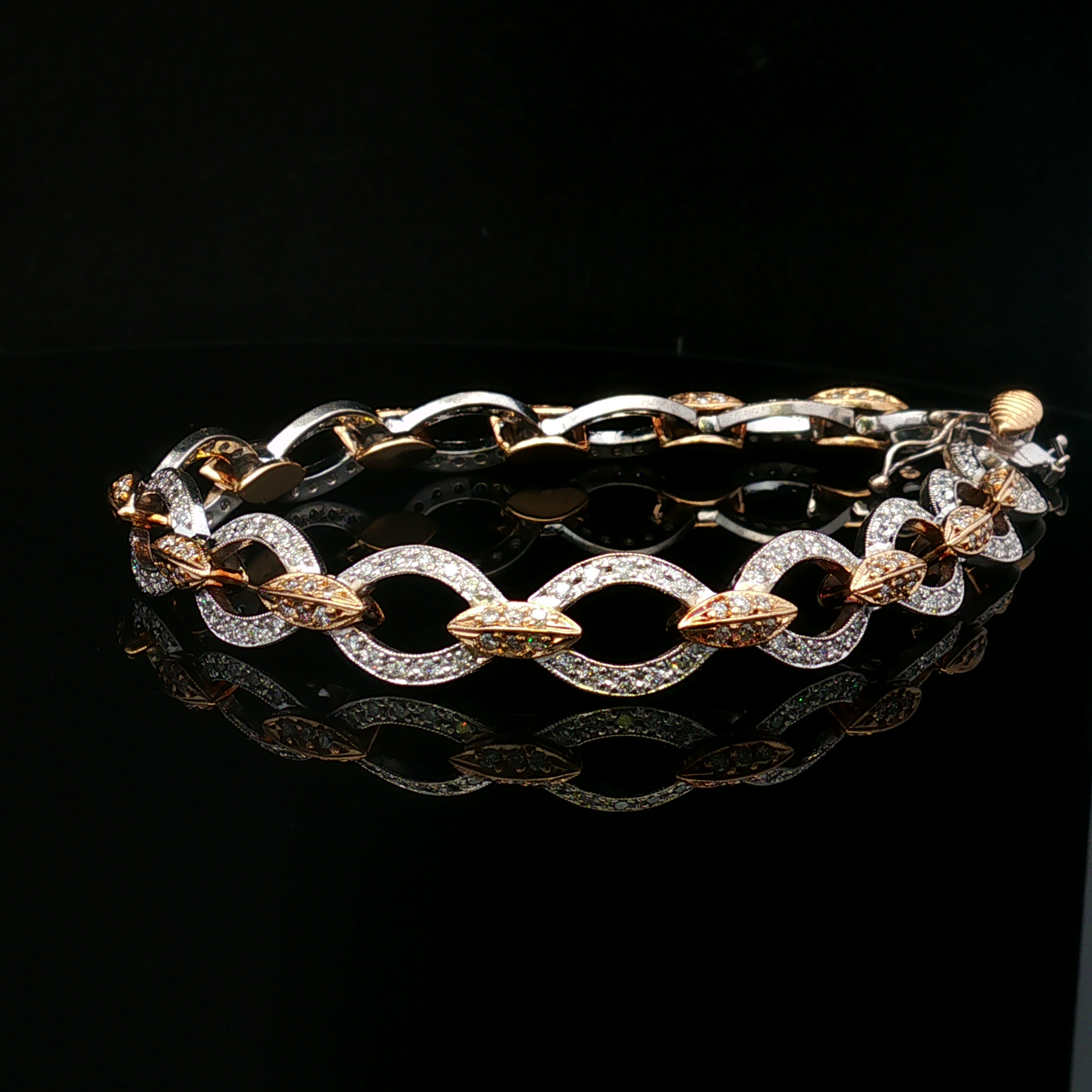 Zinnia 14K Two Tone 2 CTW Diamond Oval Link Bracelet