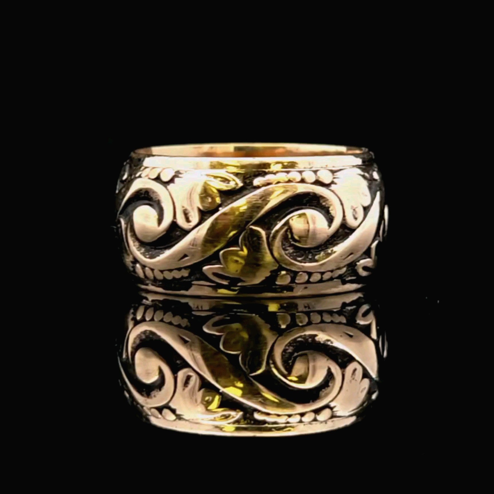 Florence Yellow 14K Antiqued Wide Wedding Band