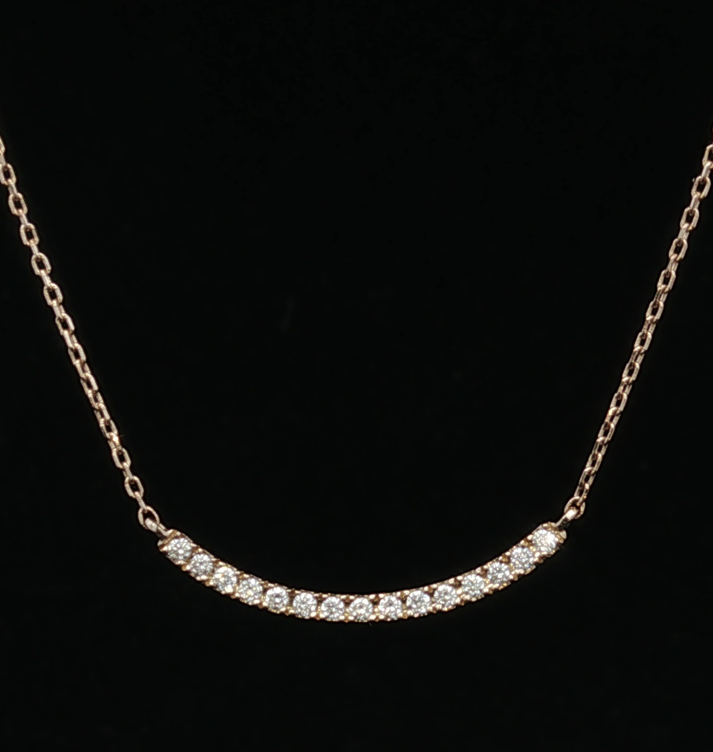 Reina 14KY Adjustable Diamond Smile Bar Necklace