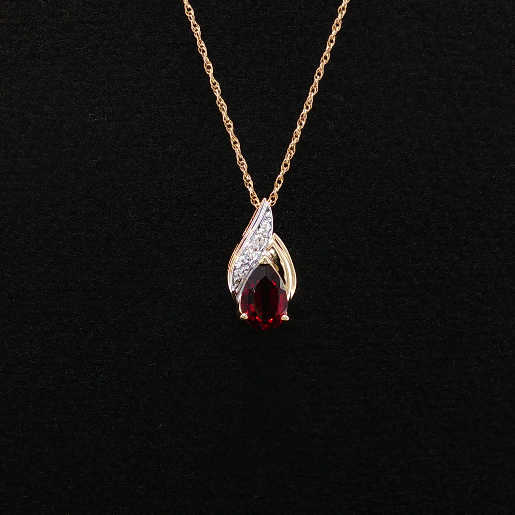 Hyacinth 14K Two-Tone Garnet Diamond Necklace