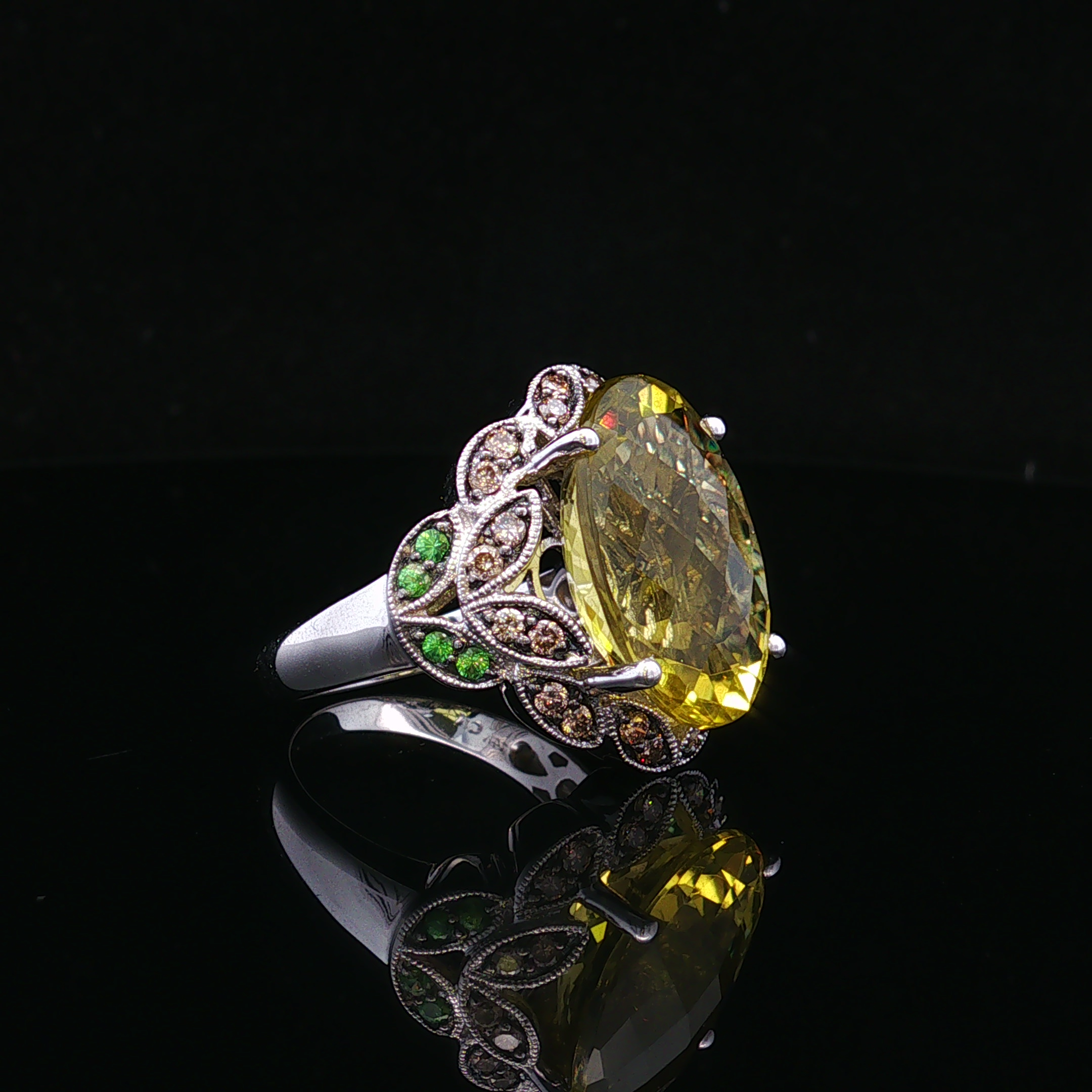 Callaine 14KW LeVian 15 CT Lemon Quartz Ring
