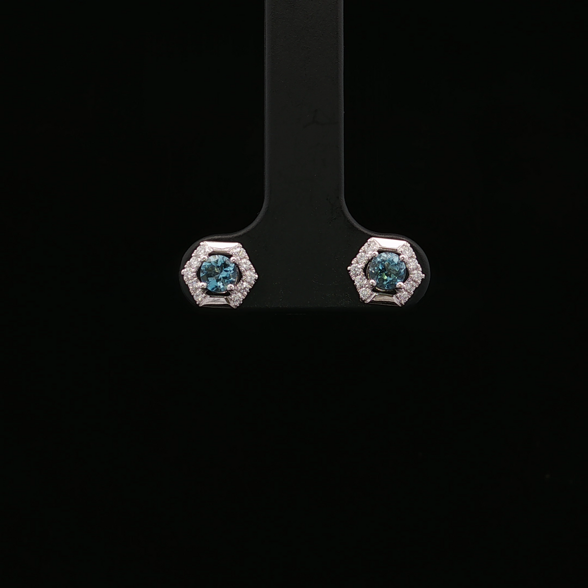 Lily 14K White Gold Aquamarine and Diamond Stud Earrings