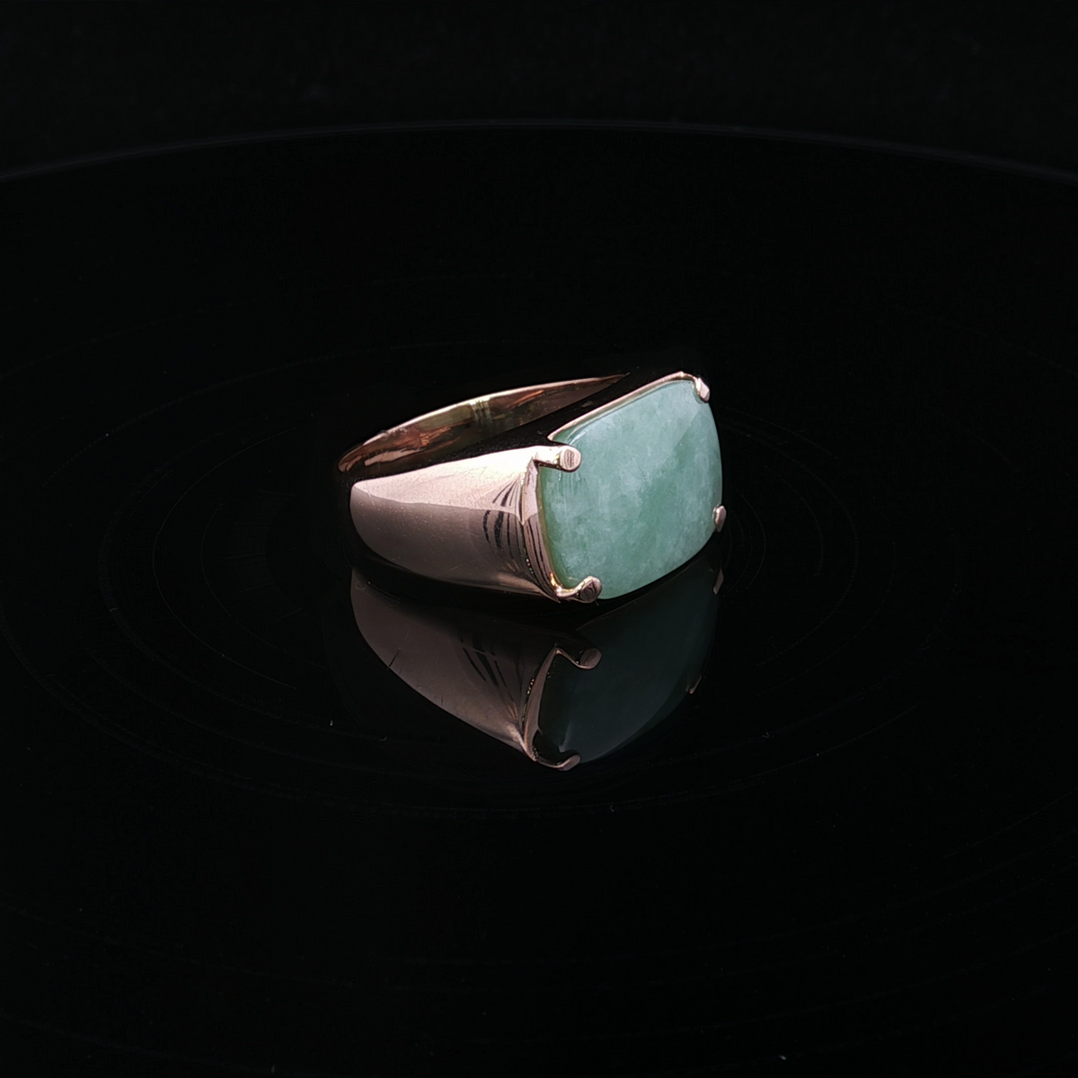 Eliza 14KY Rectangle Jade Ring