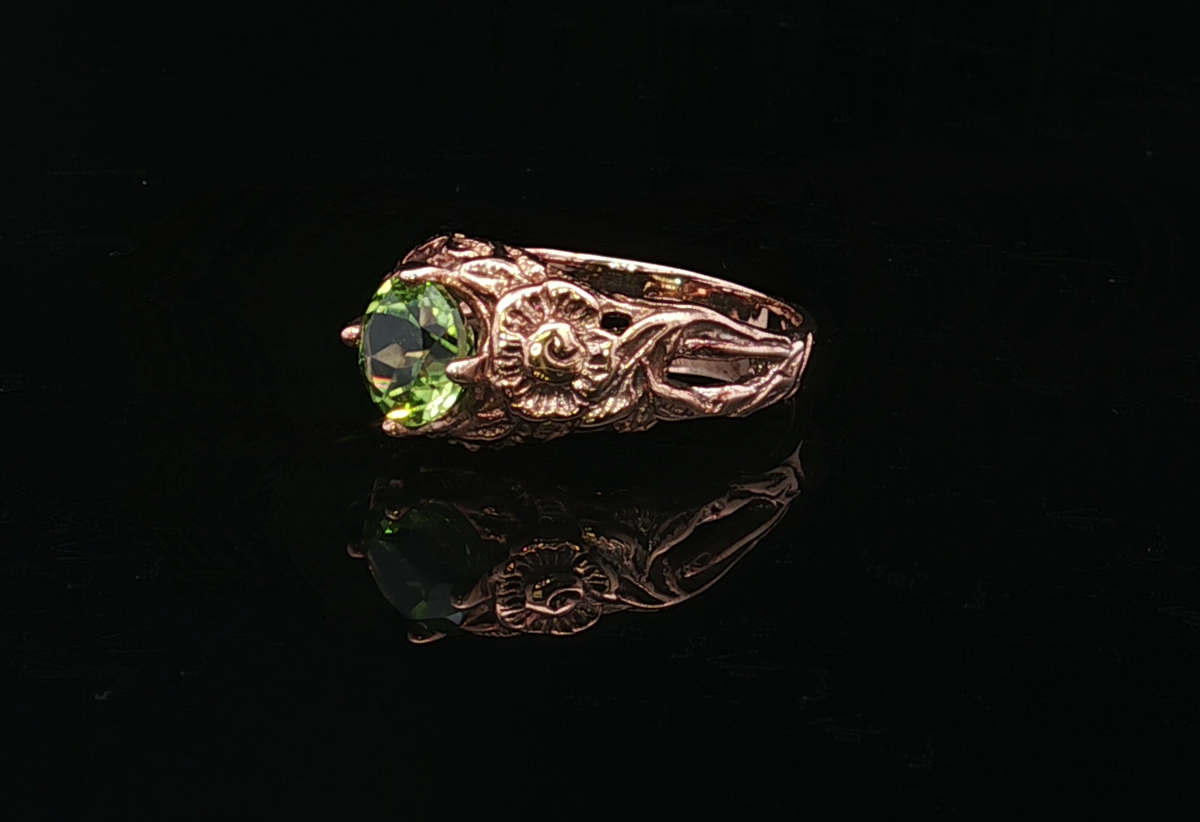 Tasha 10K Yellow Gold Green Tourmaline Filigree Ring