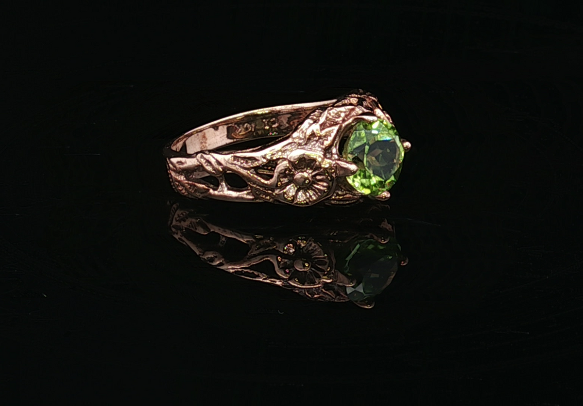 Tasha 10K Yellow Gold Green Tourmaline Filigree Ring