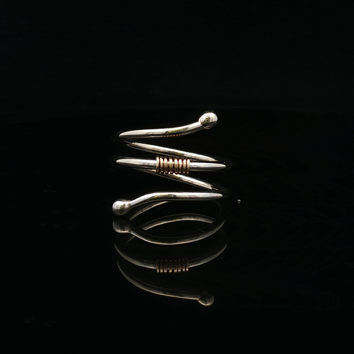 Bridget 14K White Gold Loop Ring with Swirl Center by Kathryn