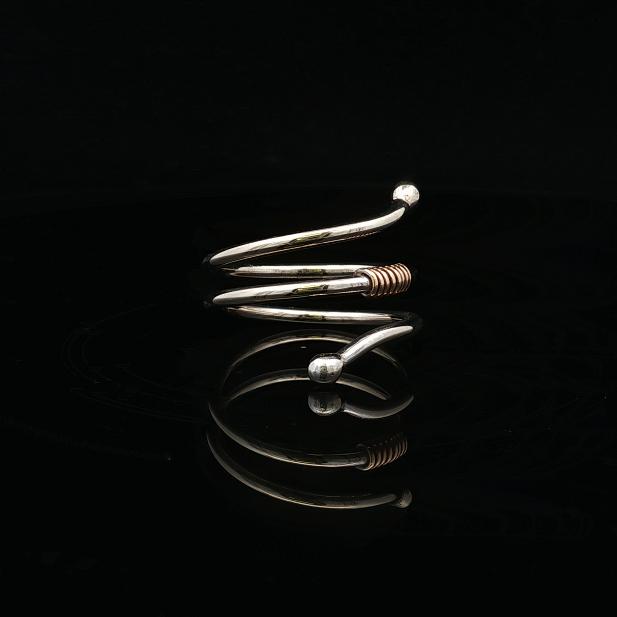 Bridget 14K White Gold Loop Ring with Swirl Center by Kathryn