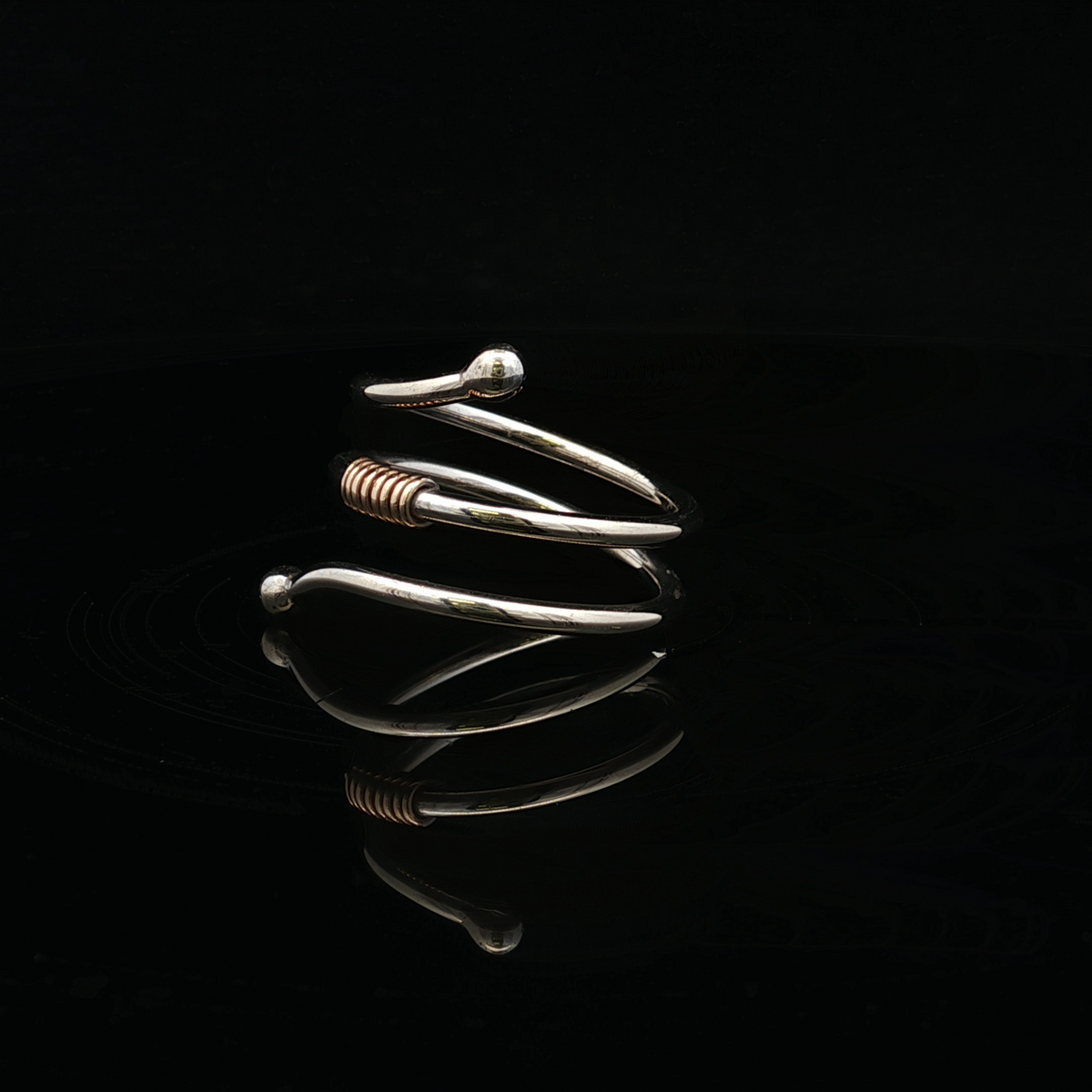 Bridget 14K White Gold Loop Ring with Swirl Center by Kathryn